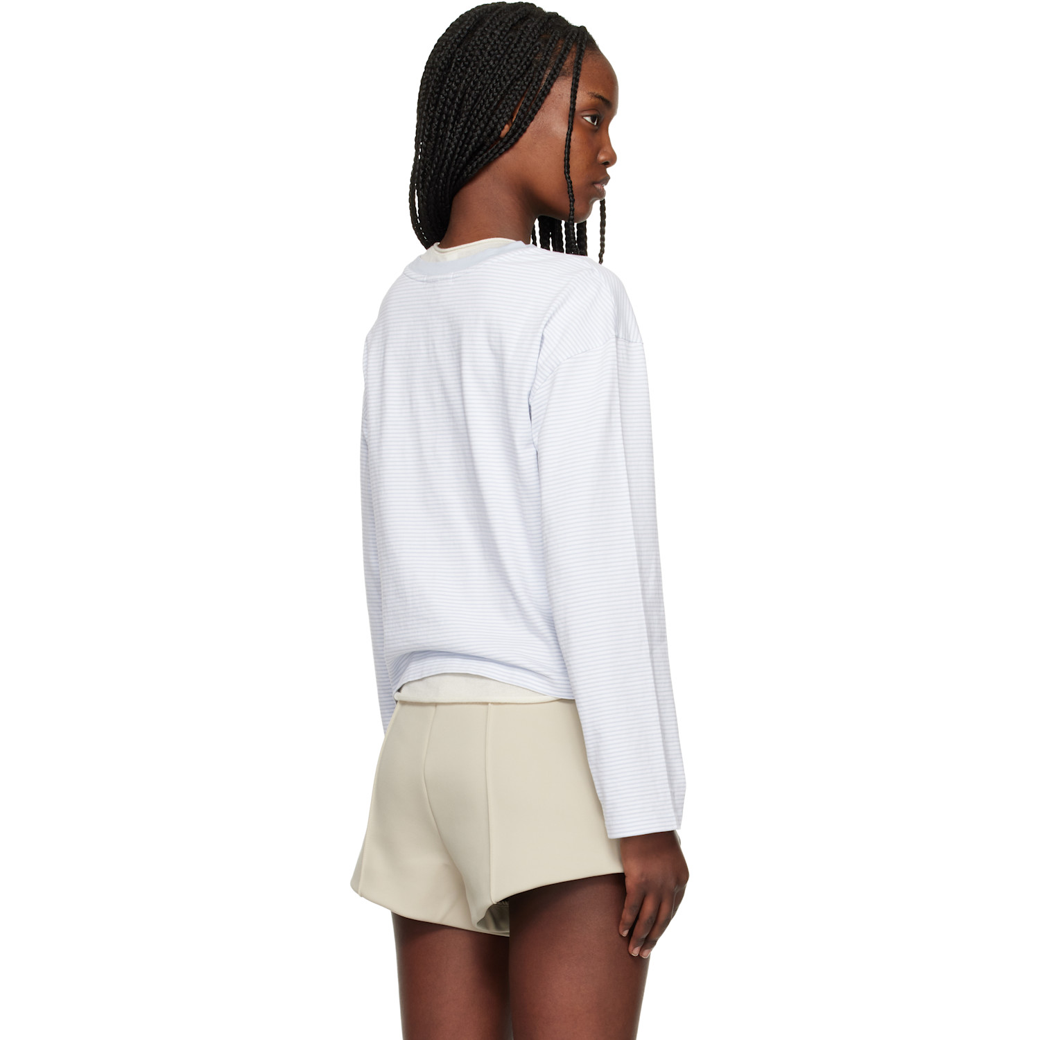  Rag & Bone White & Blue Kelly Boxy Striped Long-sleeve T-shirt 