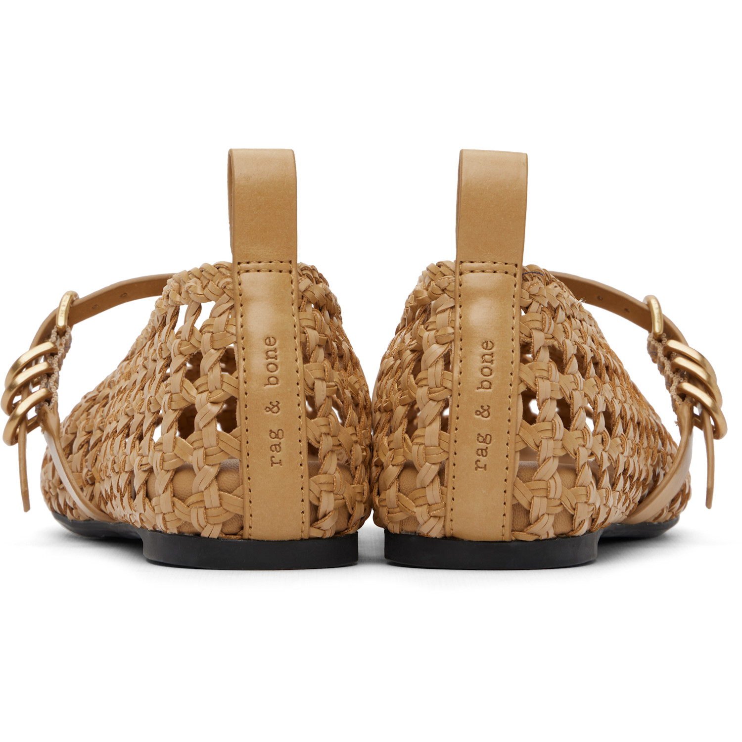  Rag & Bone Tan Spire Woven Mary Jane Faux-leather Flats 