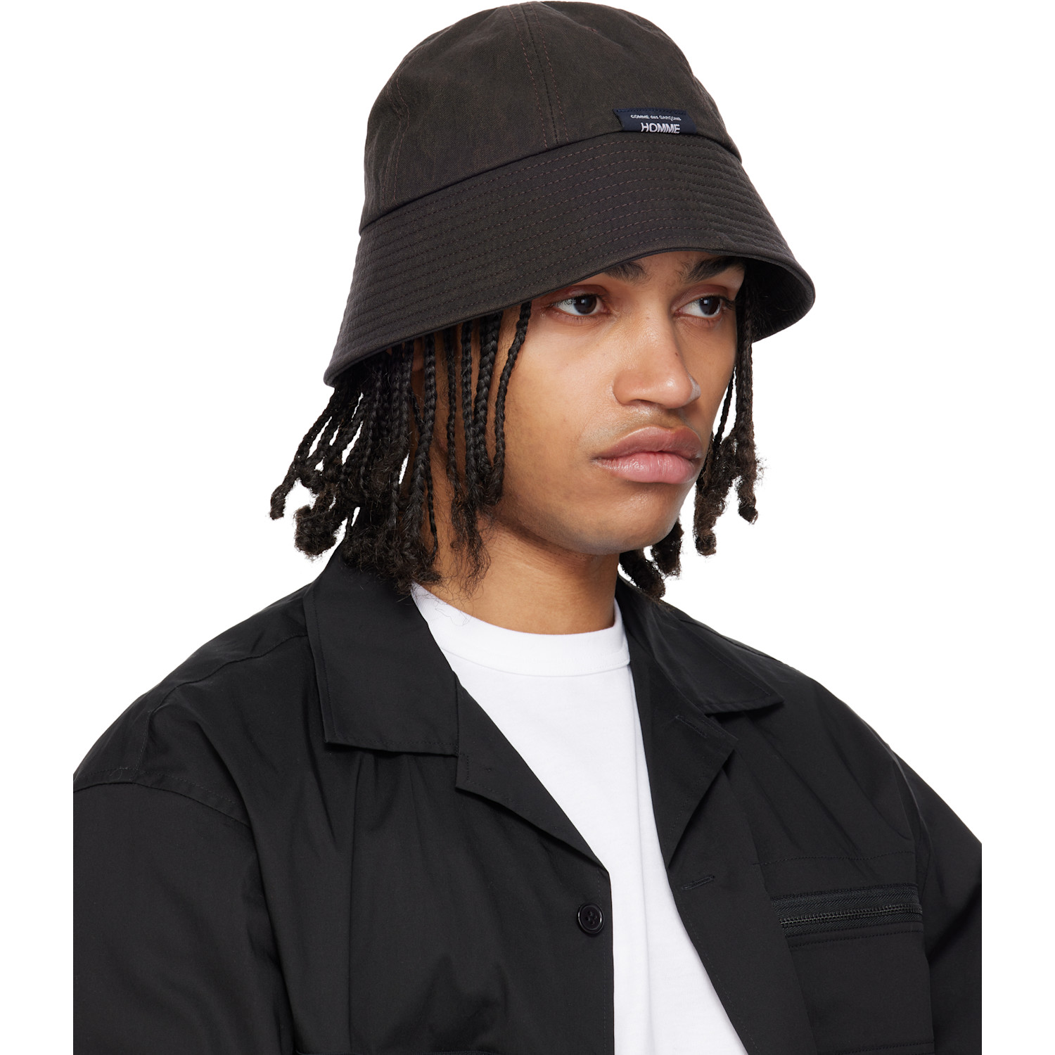  Comme Des Garçons Homme Brown Garment Dyed Oxford Bucket Hat 