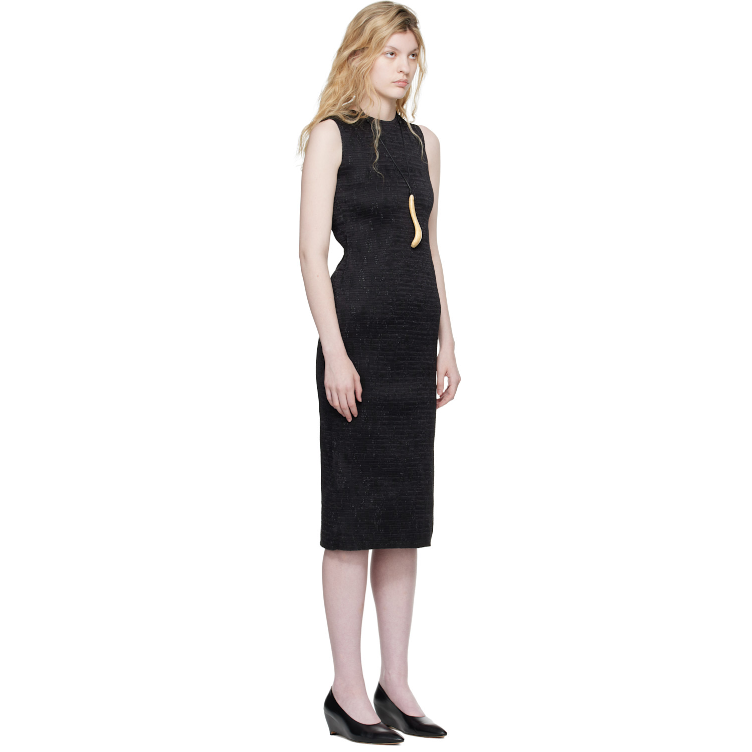  Super Yaya Black Open Back Midi Dress 