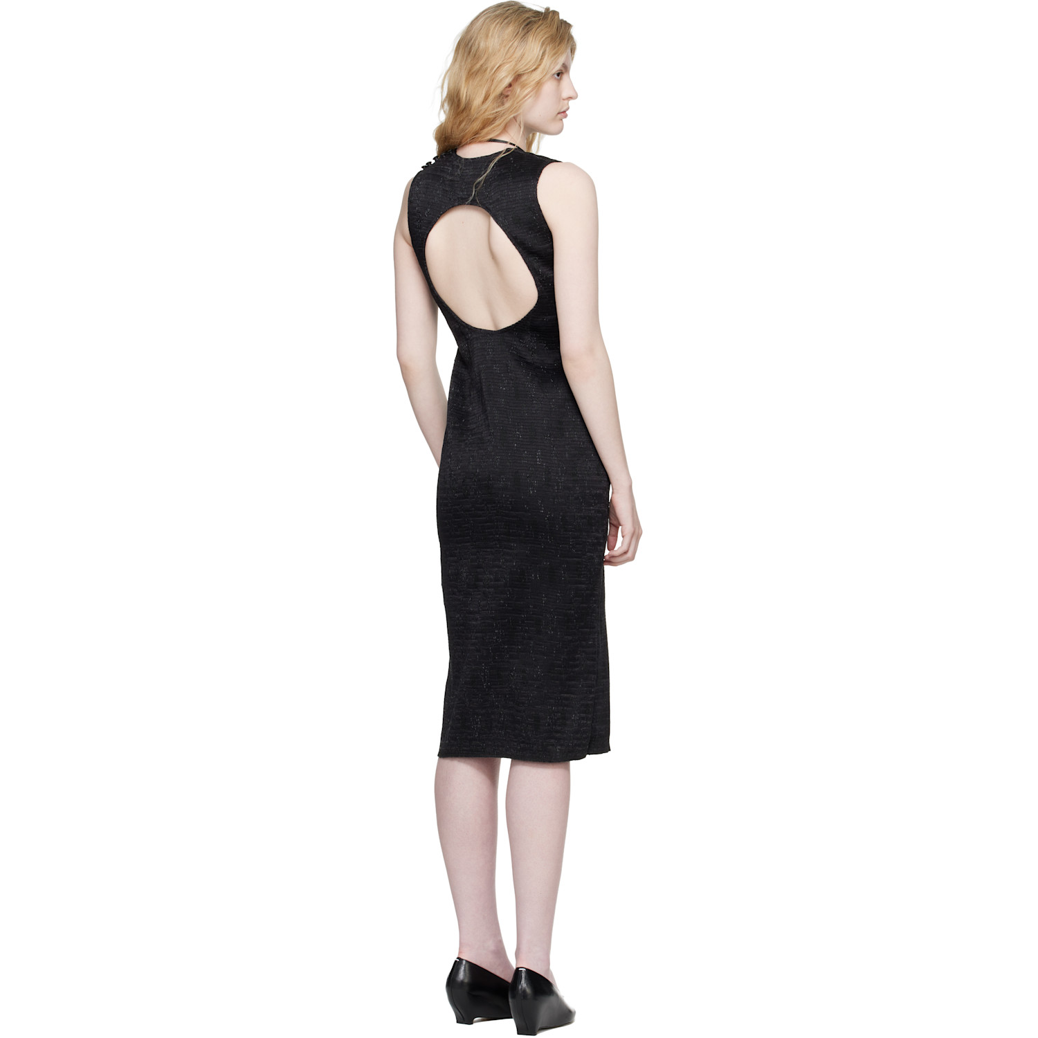  Super Yaya Black Open Back Midi Dress 