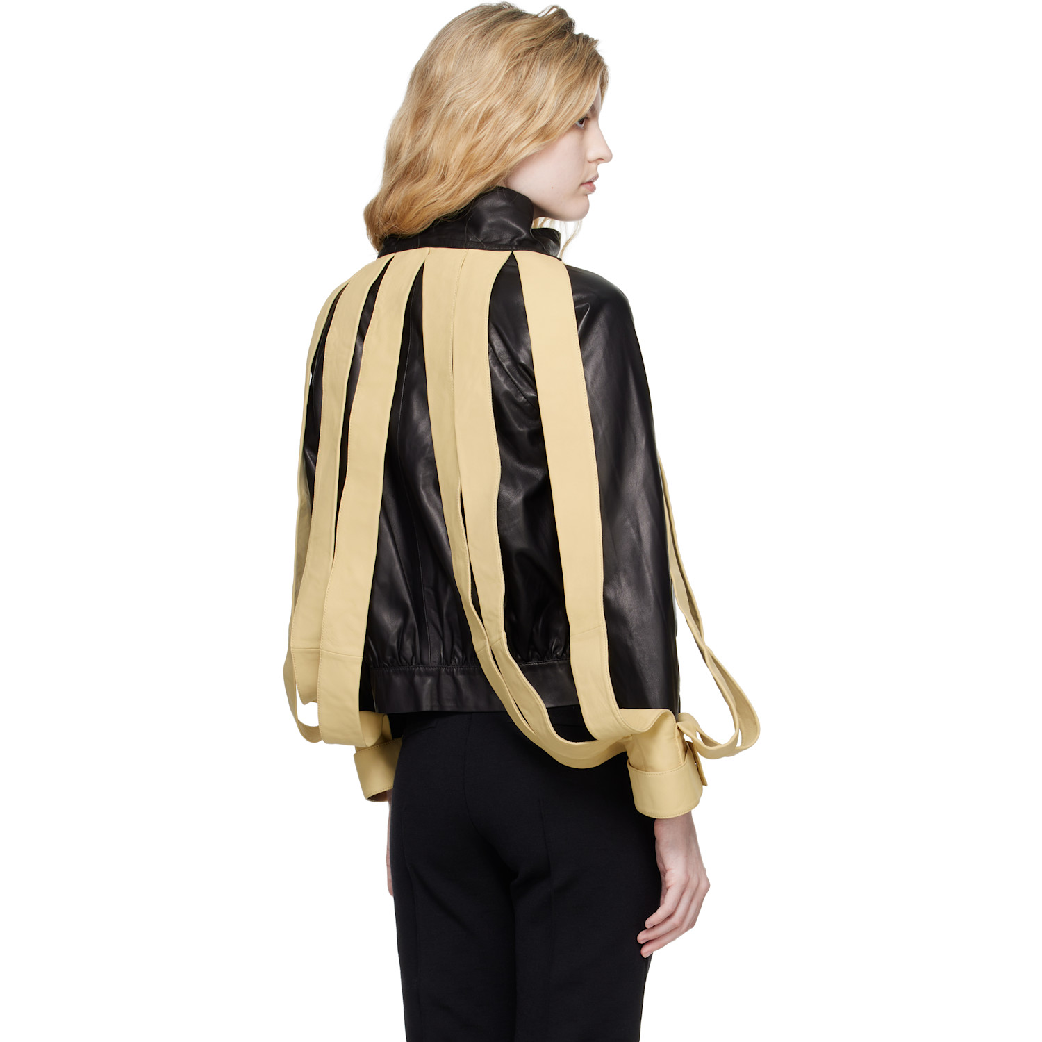  Super Yaya Black & Yellow Lansquenet Leather Bomber Jacket 