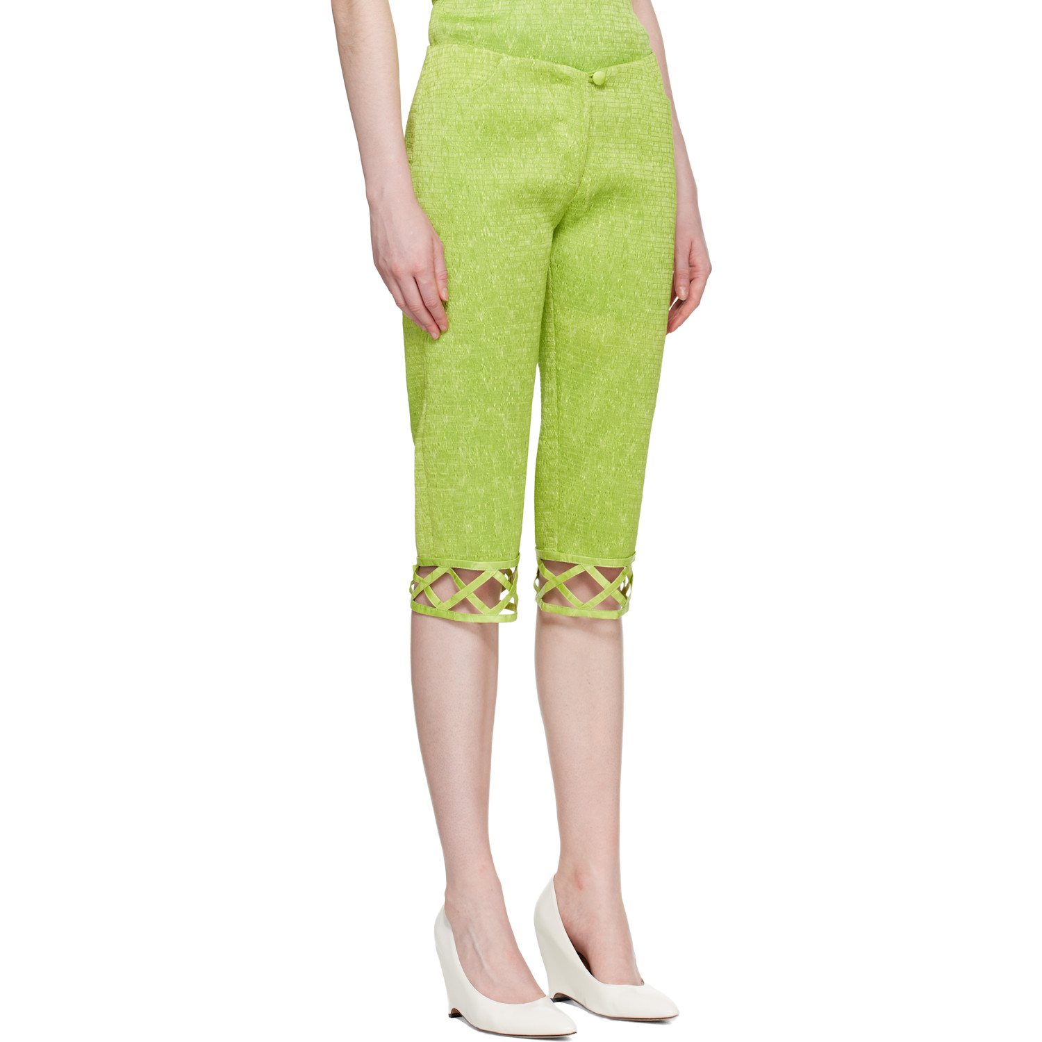  Super Yaya Green Lozanges Capri Trousers 