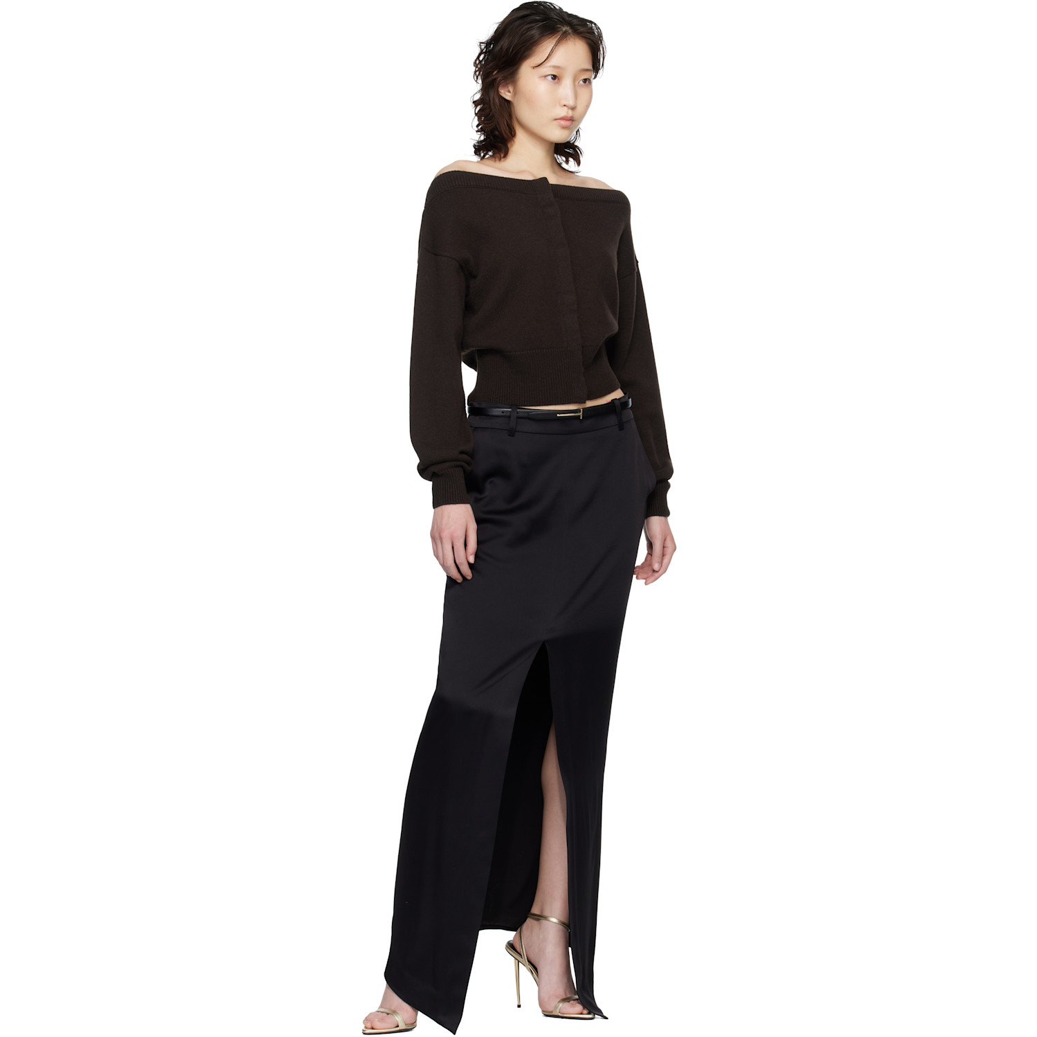  Tom Ford Black Supple Grain Leather Slim T Belt 