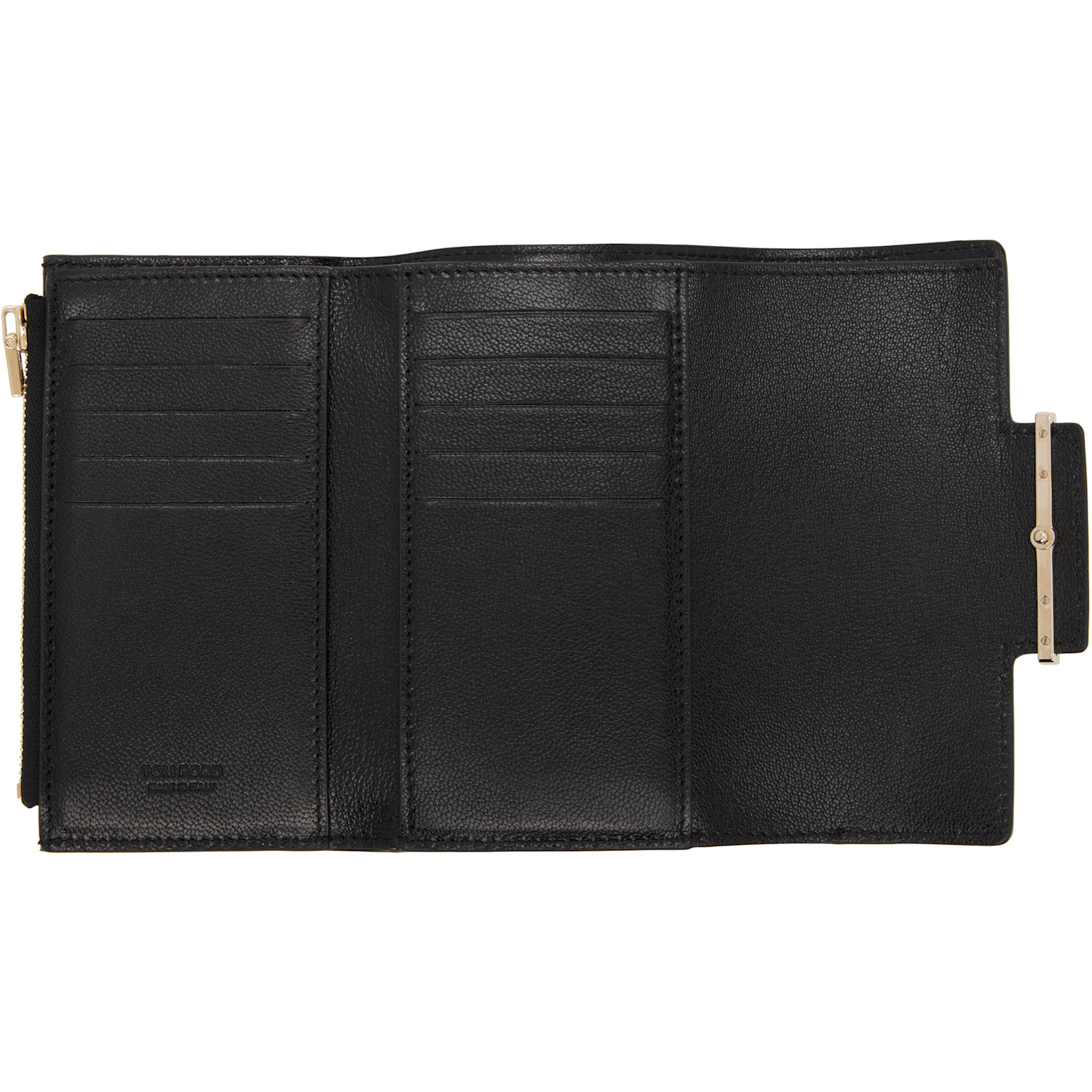  Tom Ford Black Supple Grain Leather Aube Compact Wallet 