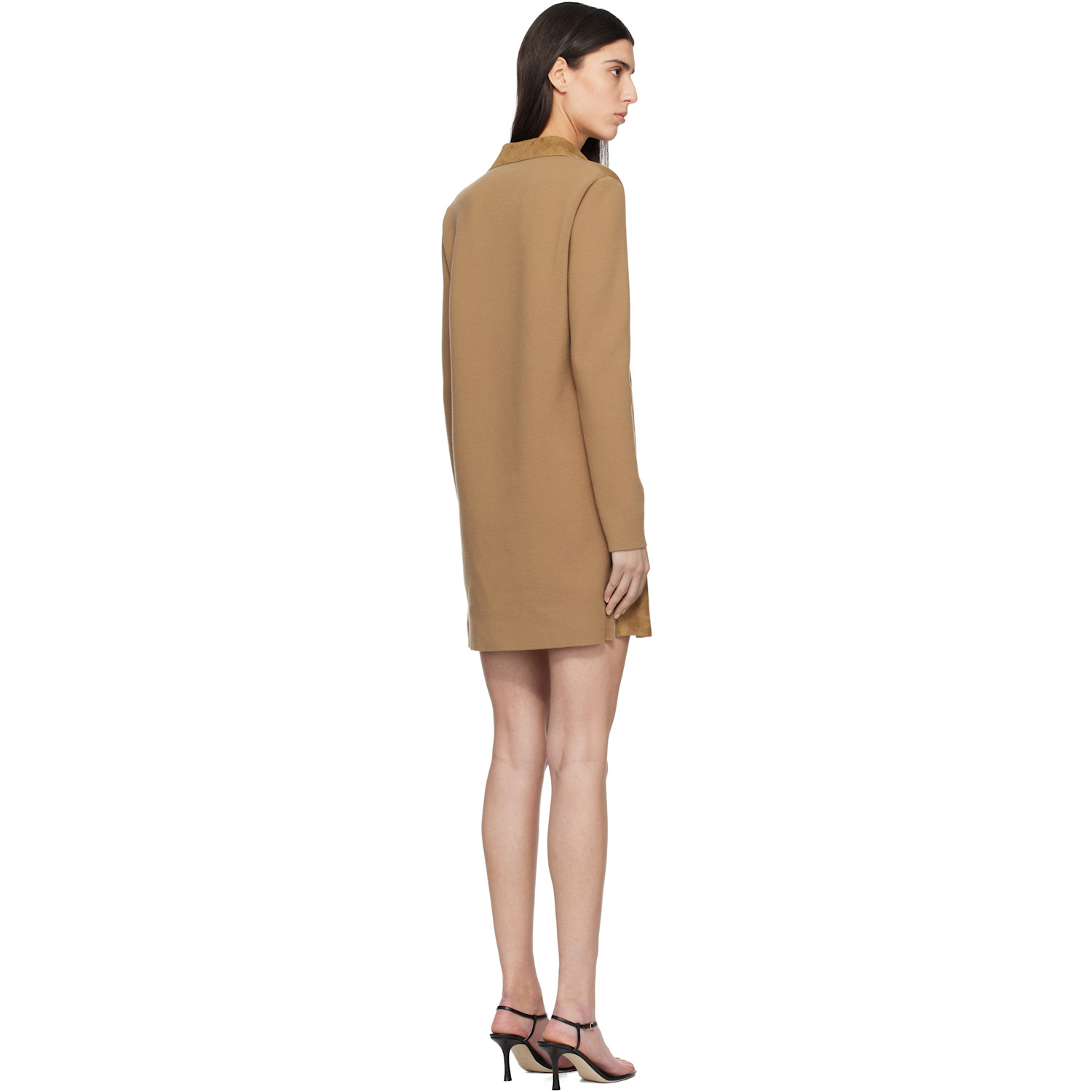  Tom Ford Tan Lamb Suede Interlock Knit Polo Minidress 