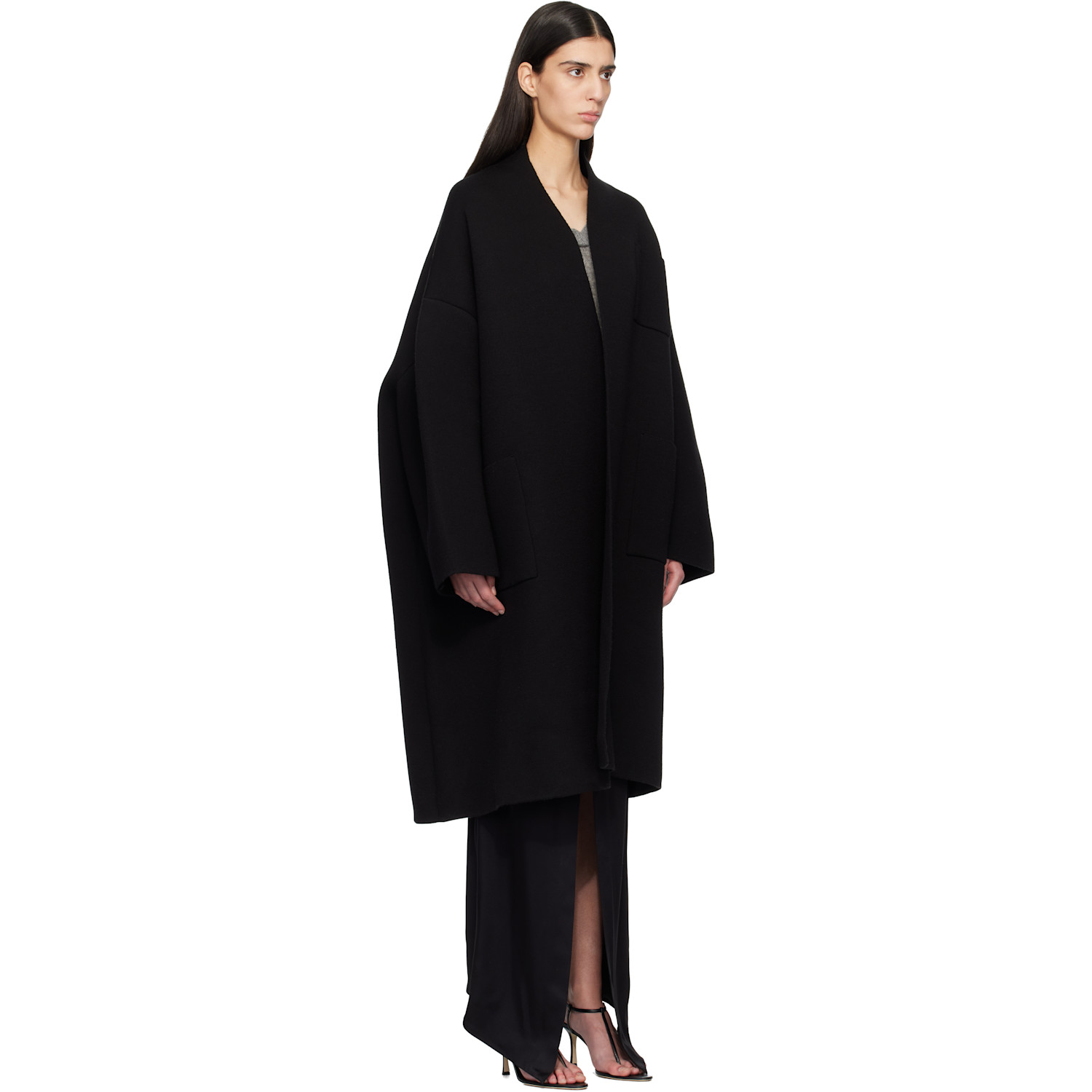  Tom Ford Black Sculptural Interlock Open Coat 