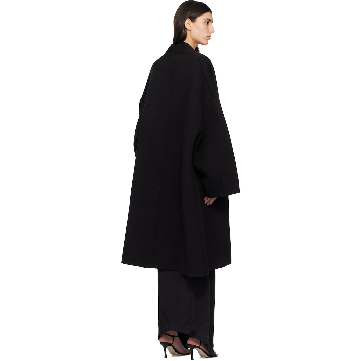  Tom Ford Black Sculptural Interlock Open Coat 