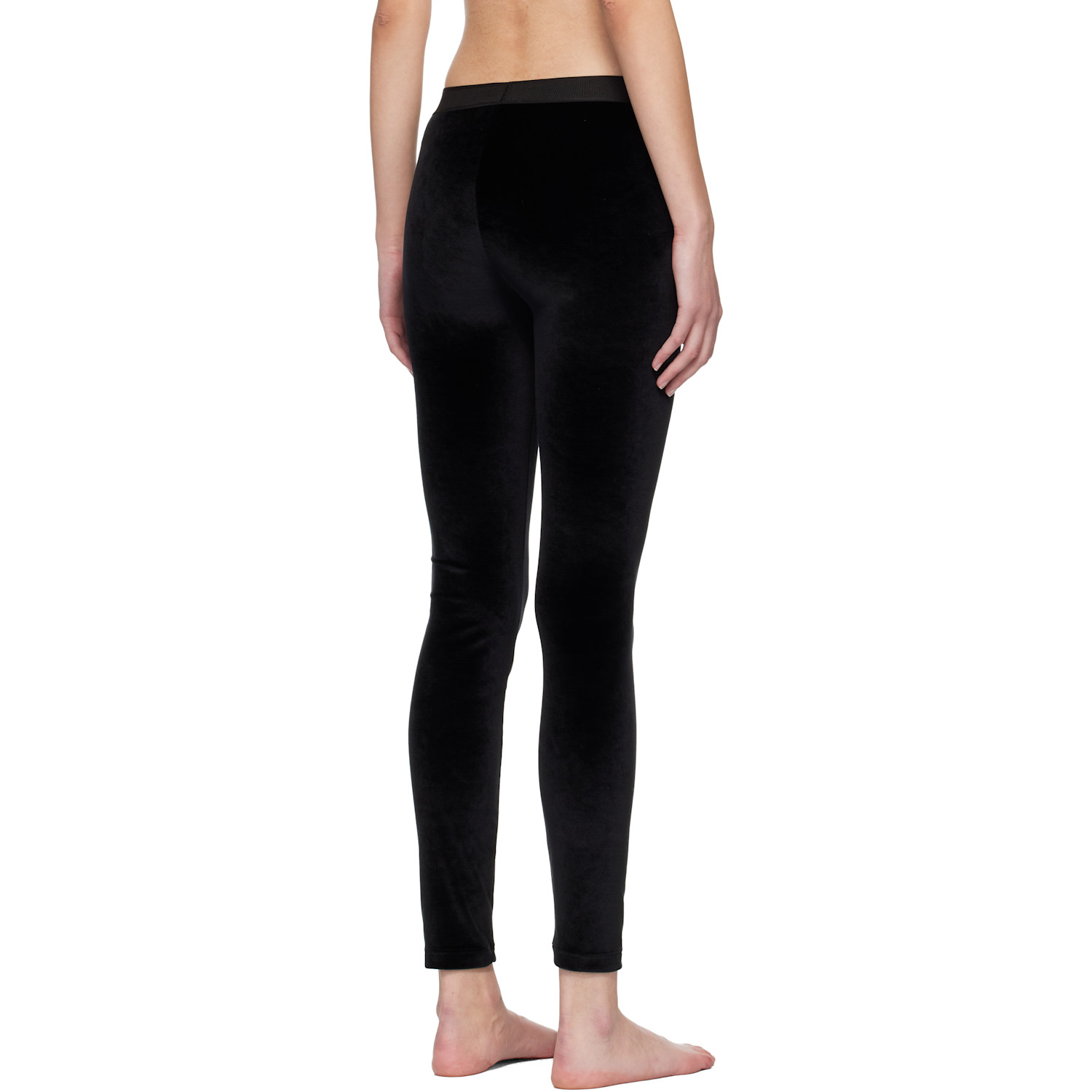  Tom Ford Black Stretch Lustrous Velour Signature Leggings 