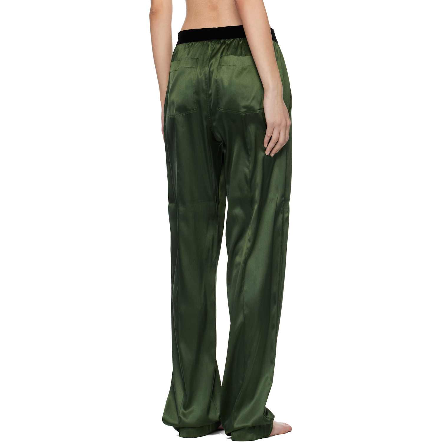  Tom Ford Khaki Stretch Silk Satin Pj Lounge Pants 