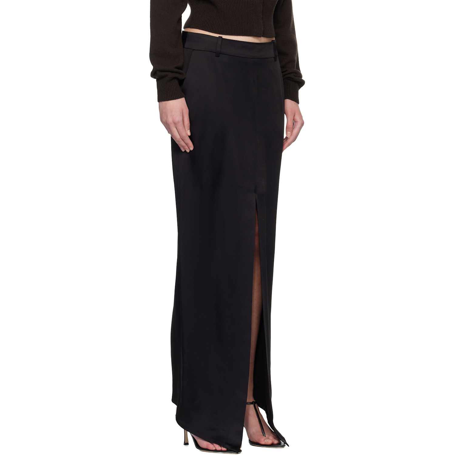  Tom Ford Black Crepe Envers Satin Tailored Maxi Skirt 
