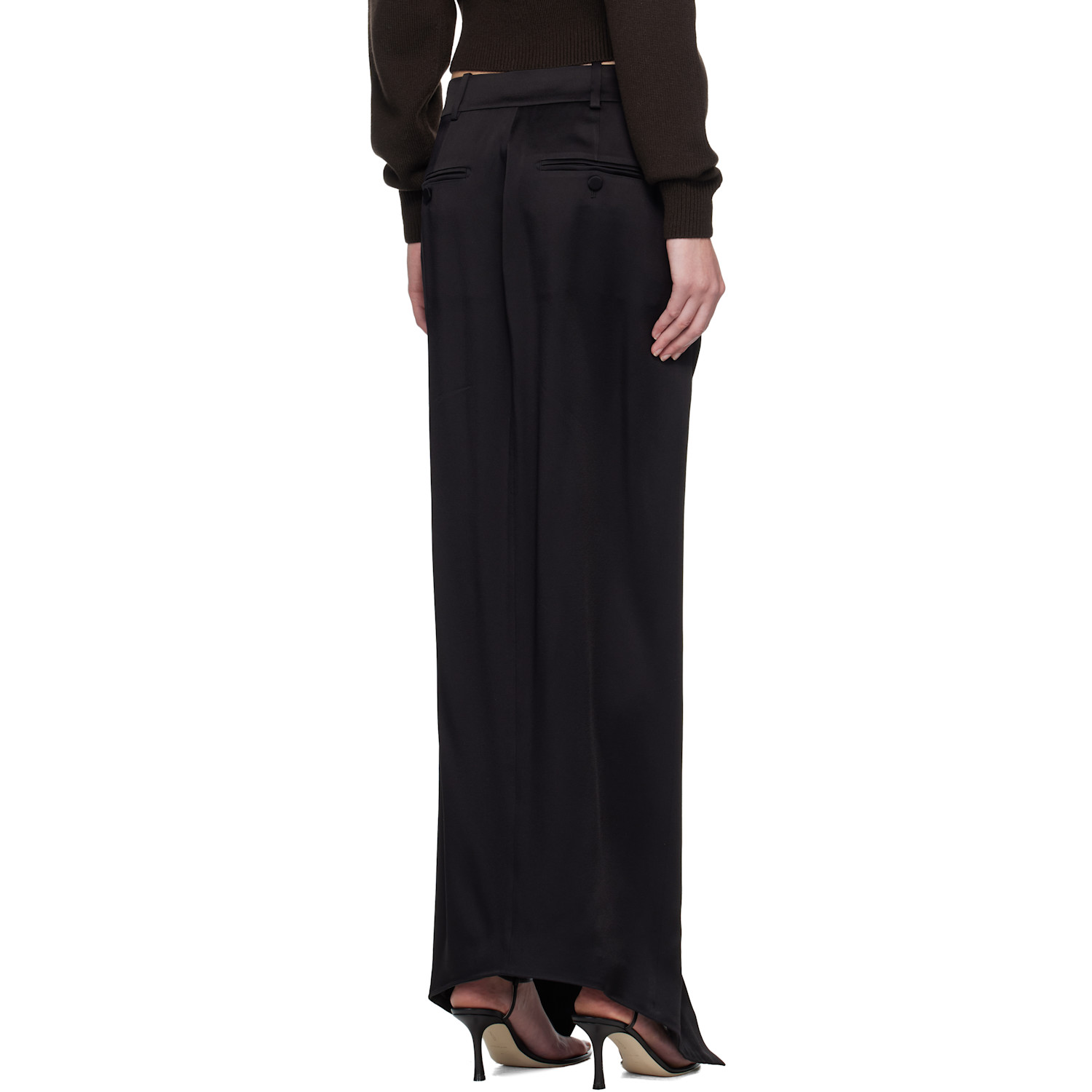  Tom Ford Black Crepe Envers Satin Tailored Maxi Skirt 