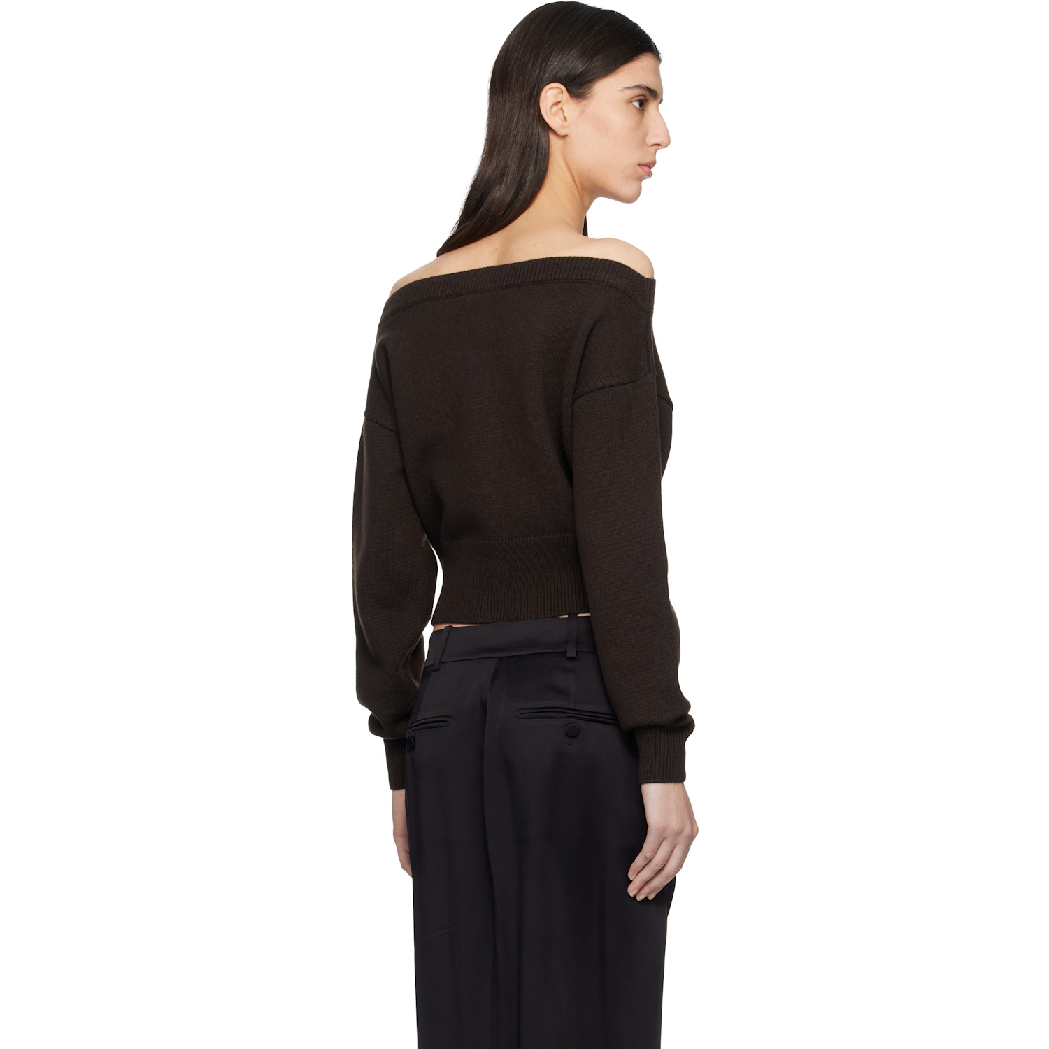  Tom Ford Brown Soft Cashmere Open-neck Shrunken Cardigan 