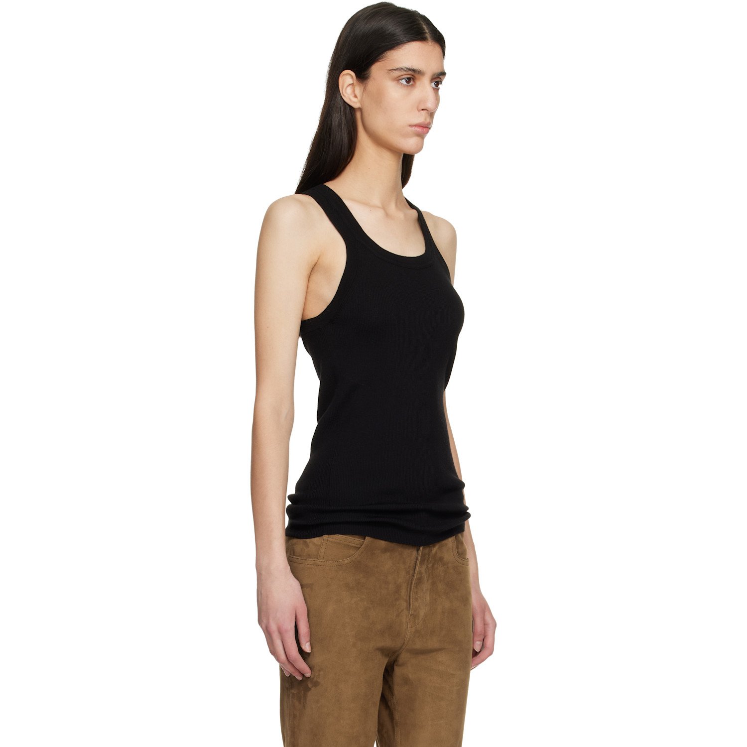  Tom Ford Black Fine Merino Rib Tank Top 
