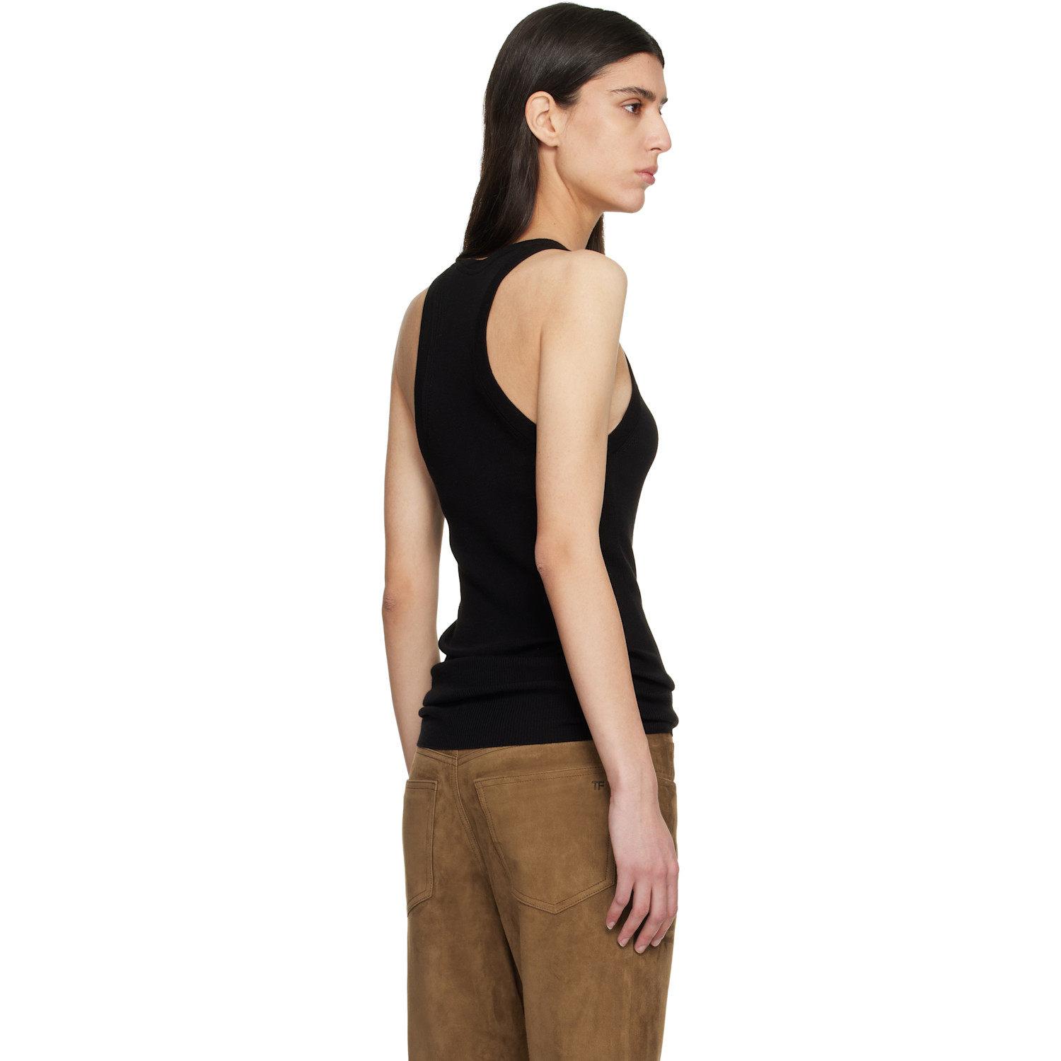 Tom Ford Black Fine Merino Rib Tank Top 