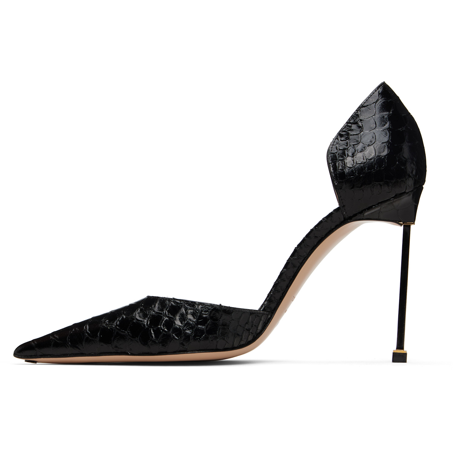  Tom Ford Black Semi Shiny Printed Python Spire D'orsay Heels 