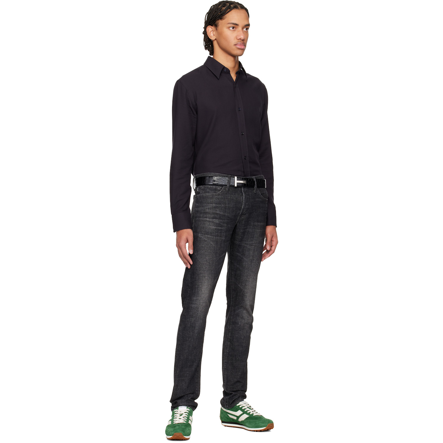  Tom Ford Black T Reversible Belt 