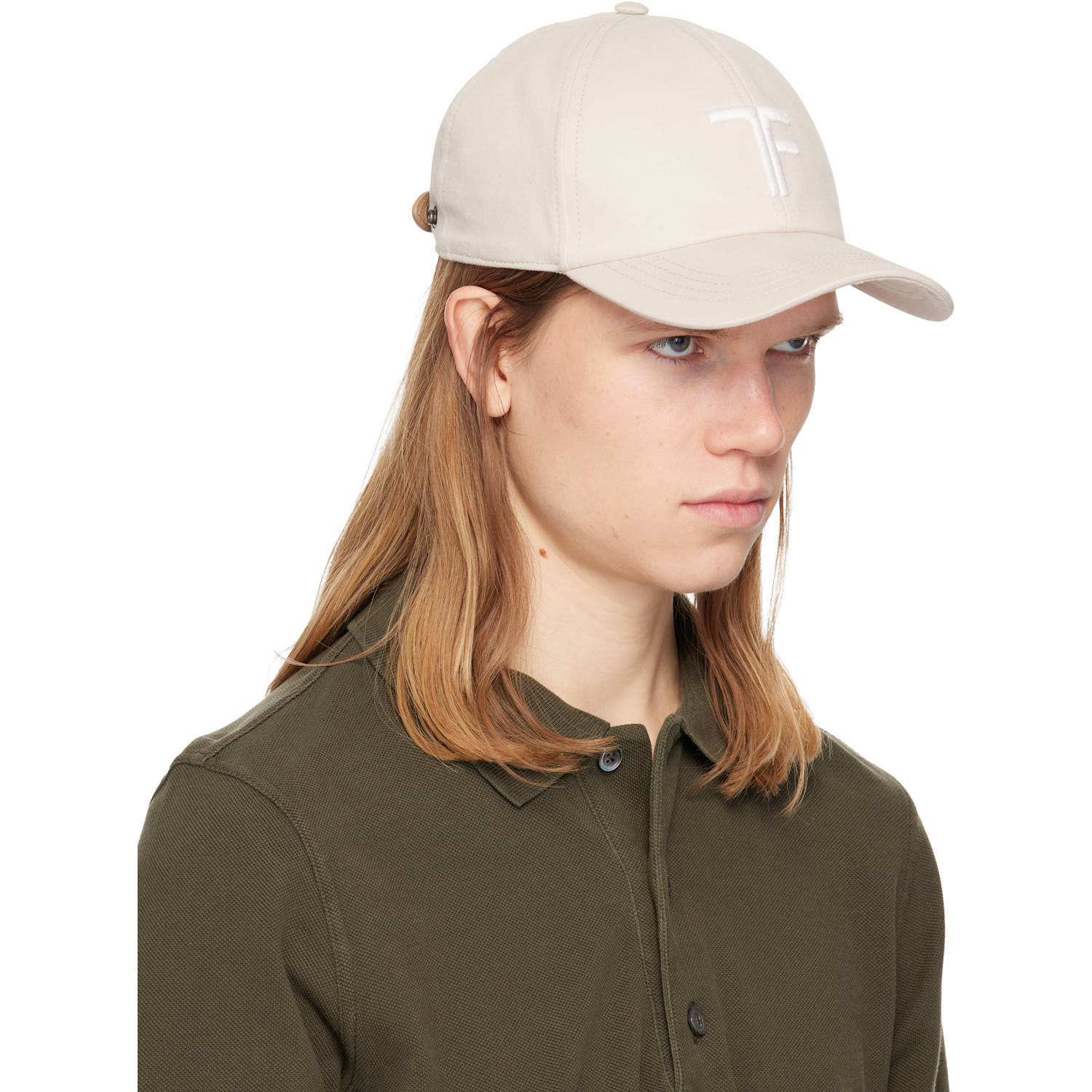  Tom Ford Off White Brushed Cotton Cap 