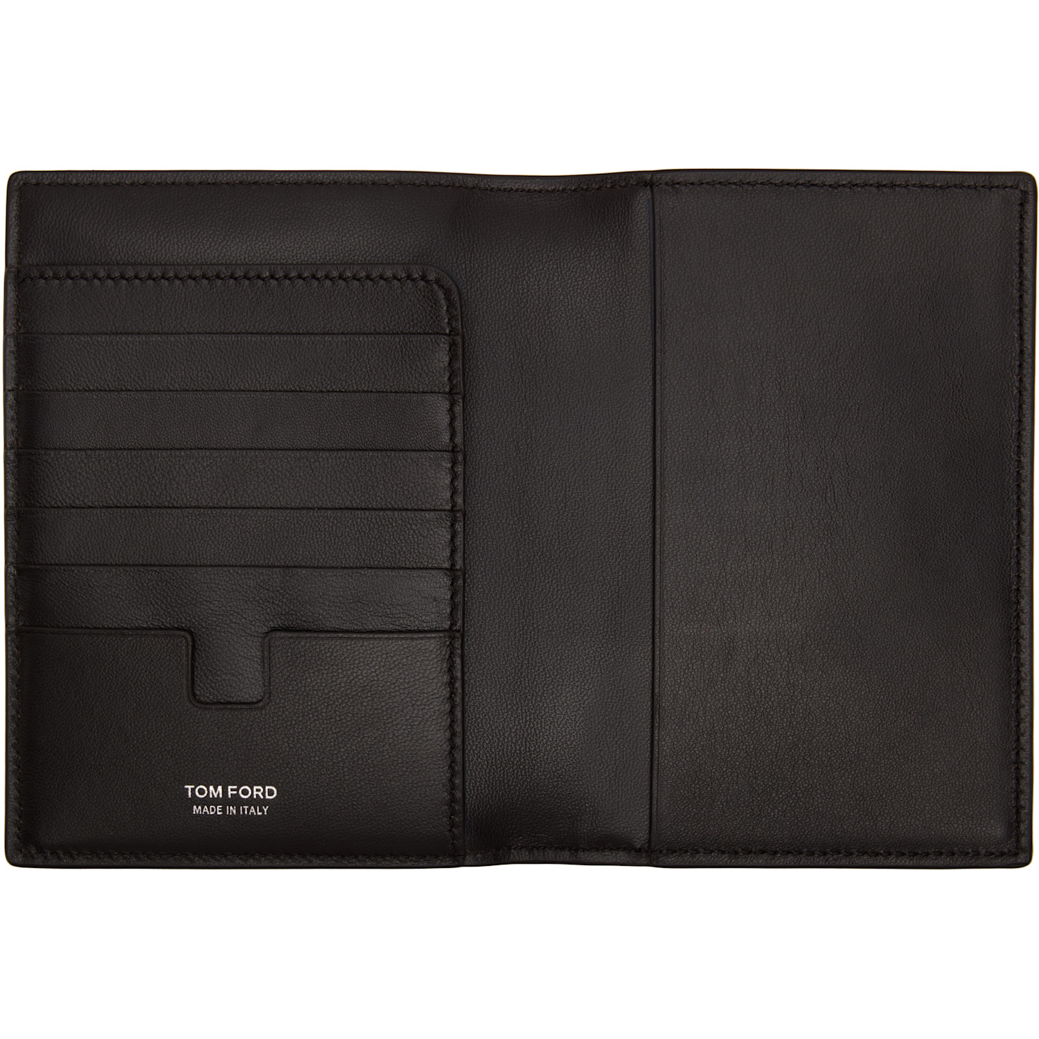  Tom Ford Brown Shiny Printed Croc T Line Passport Holder 