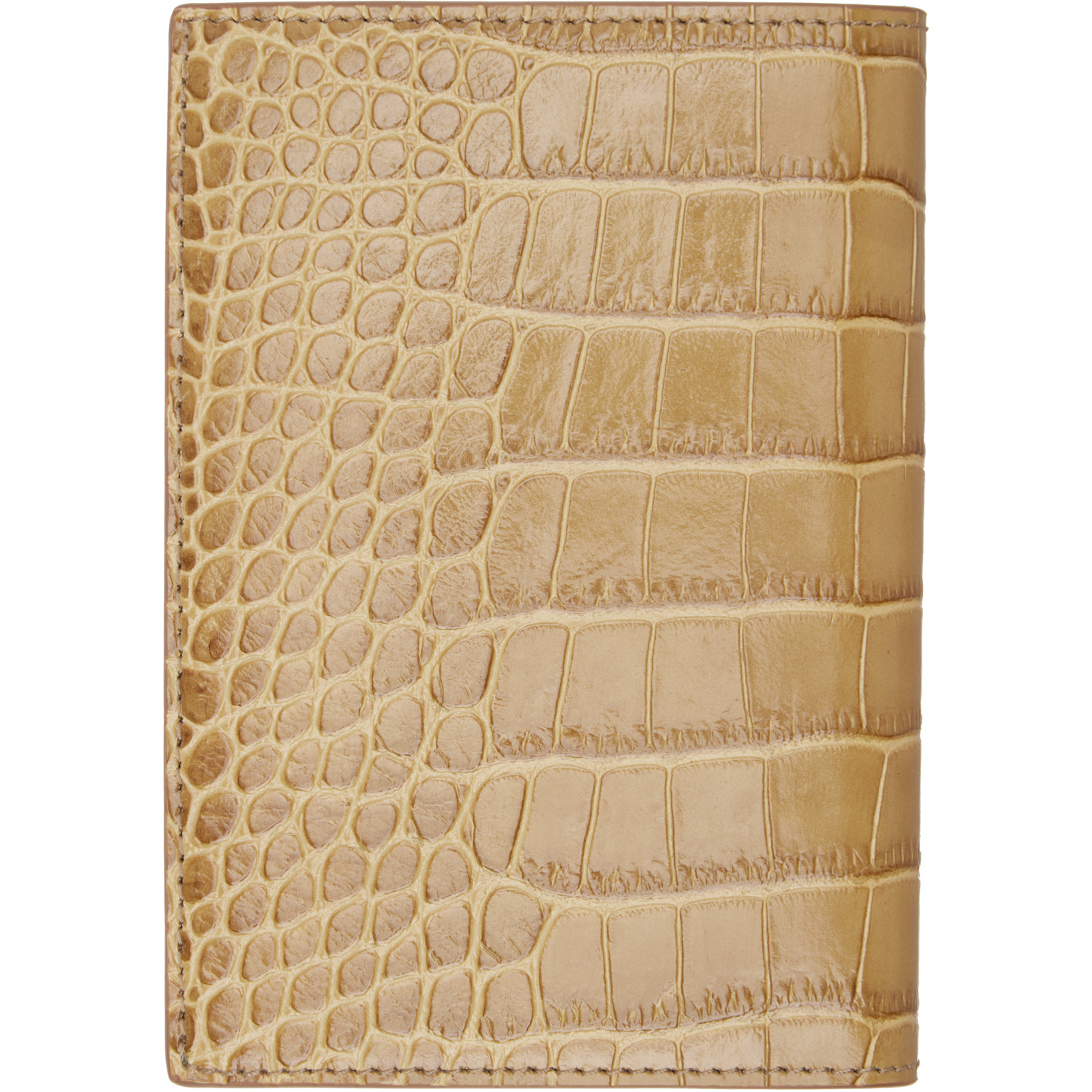  Tom Ford Tan Shiny Croc 't Line' Passport Holder 