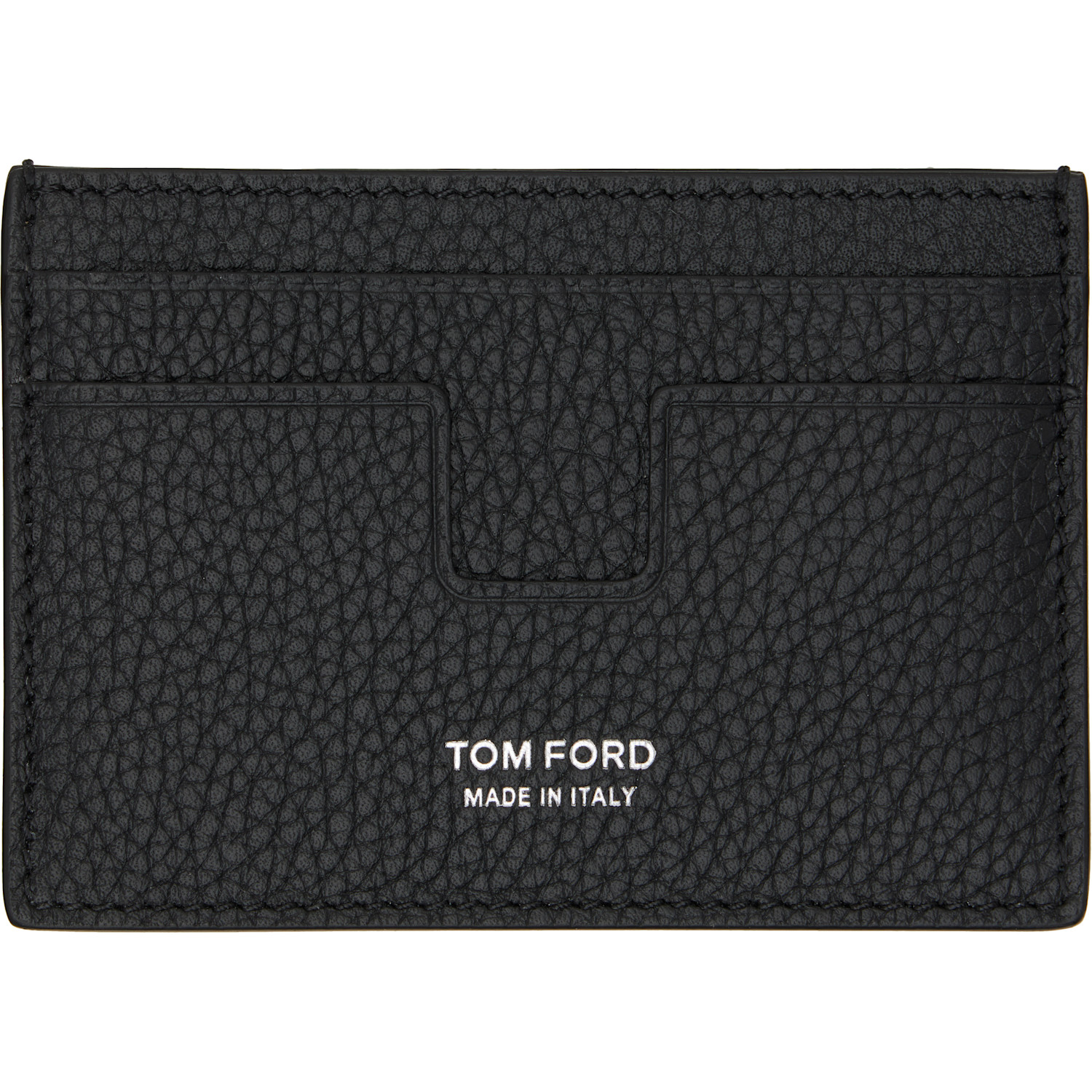 TOM FORD Black Soft Grain 'T Line' Money Clip Card Holder