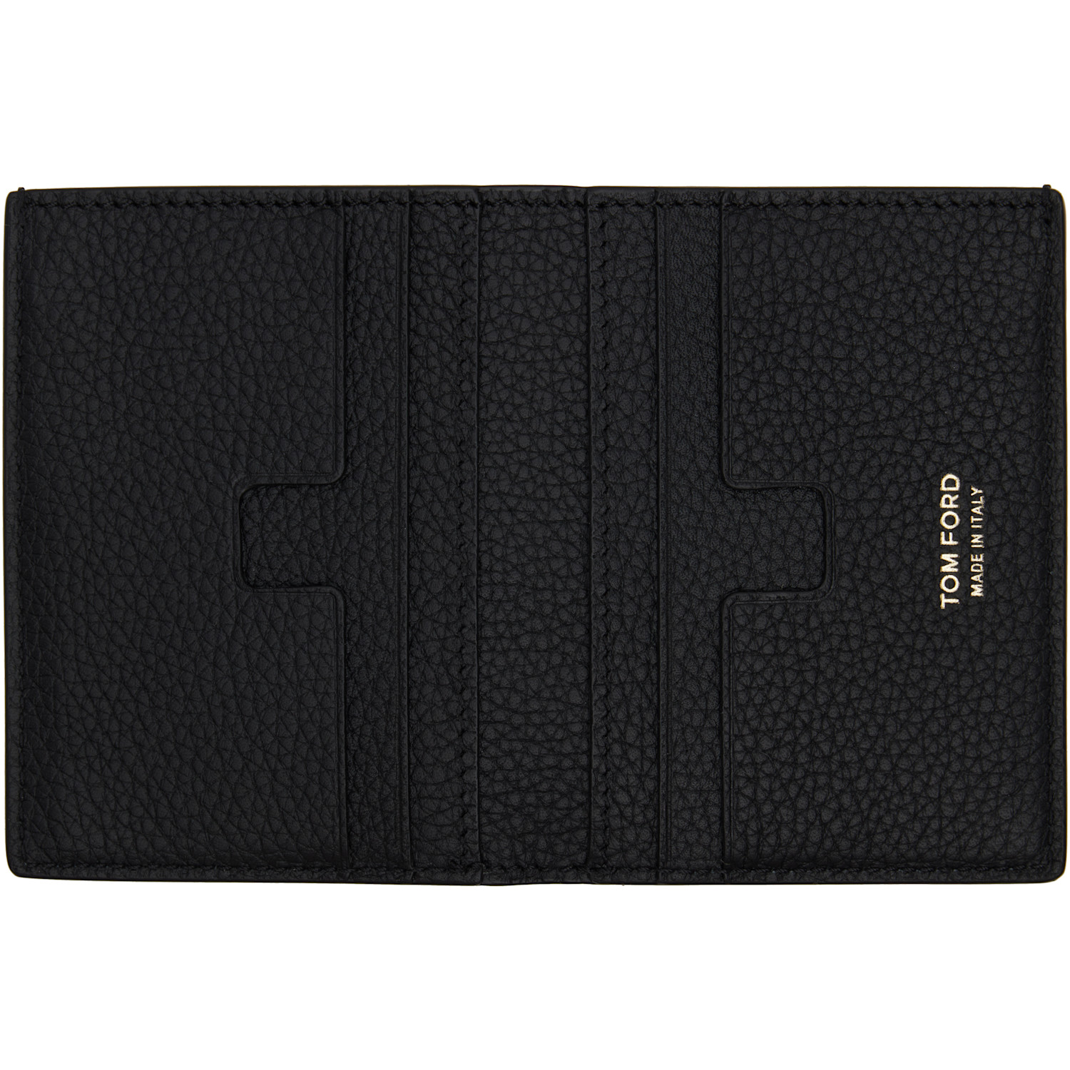  Tom Ford Black Soft Grain Leather T Line Card Holder 