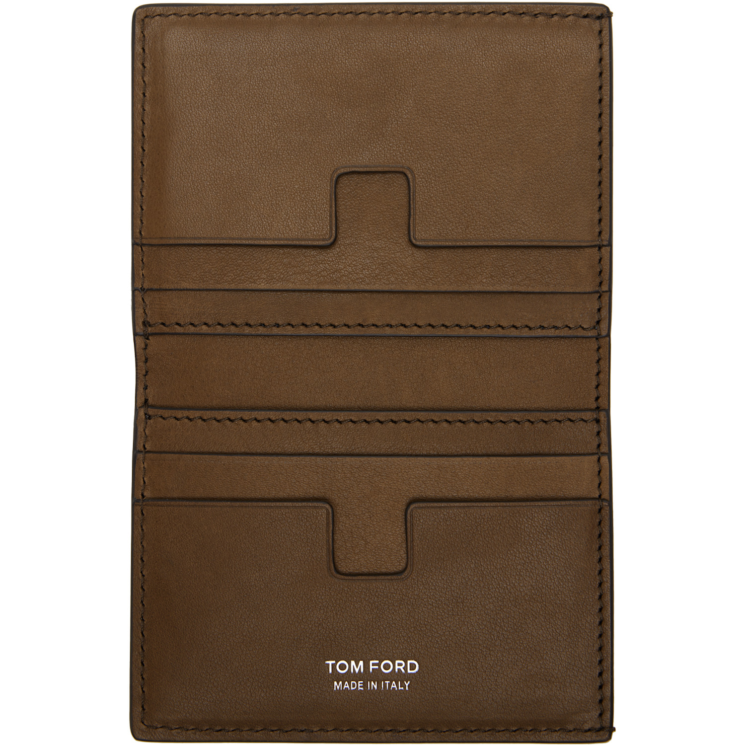 Tom Ford Brown Nubuck 't Line' Folding Card Holder 