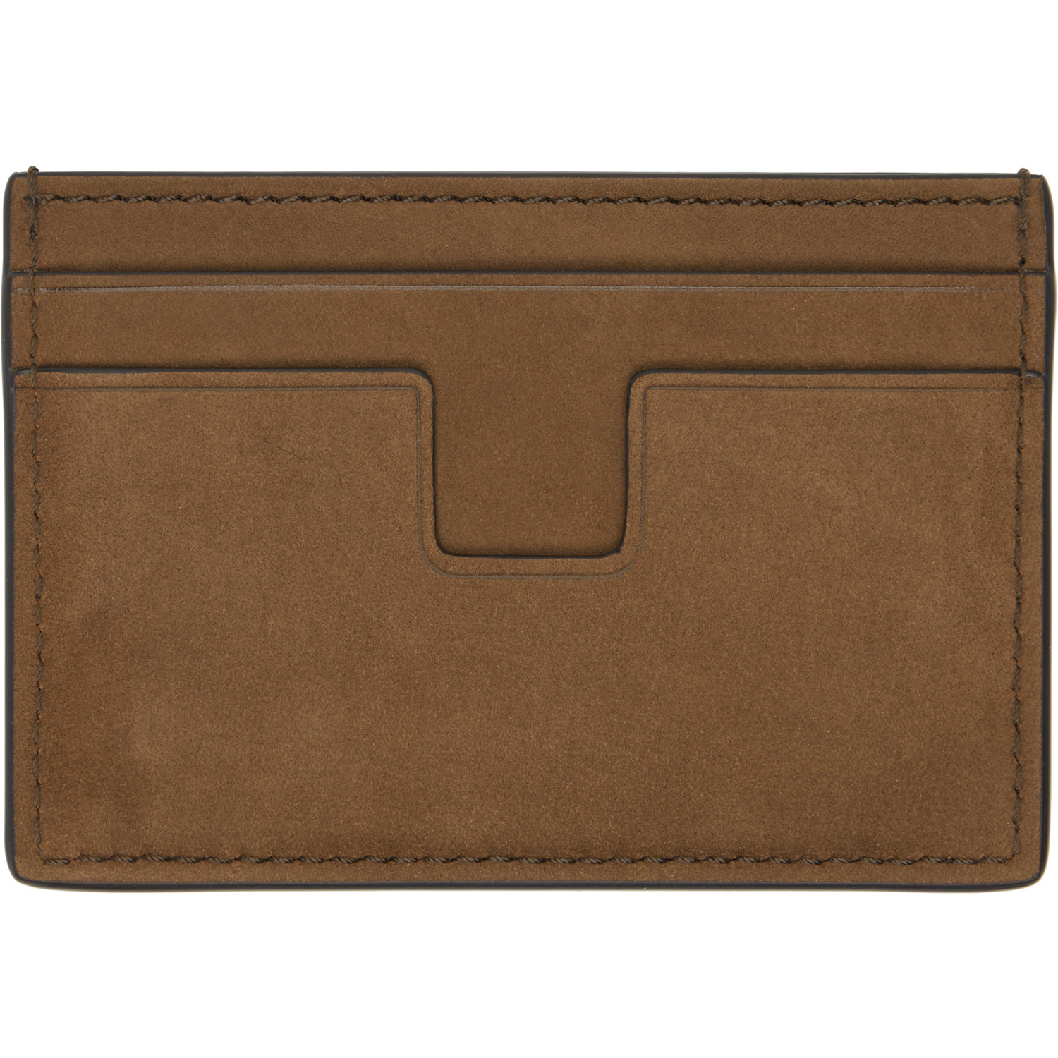  Tom Ford Brown Nubuck 't Line' Classic Card Holder 