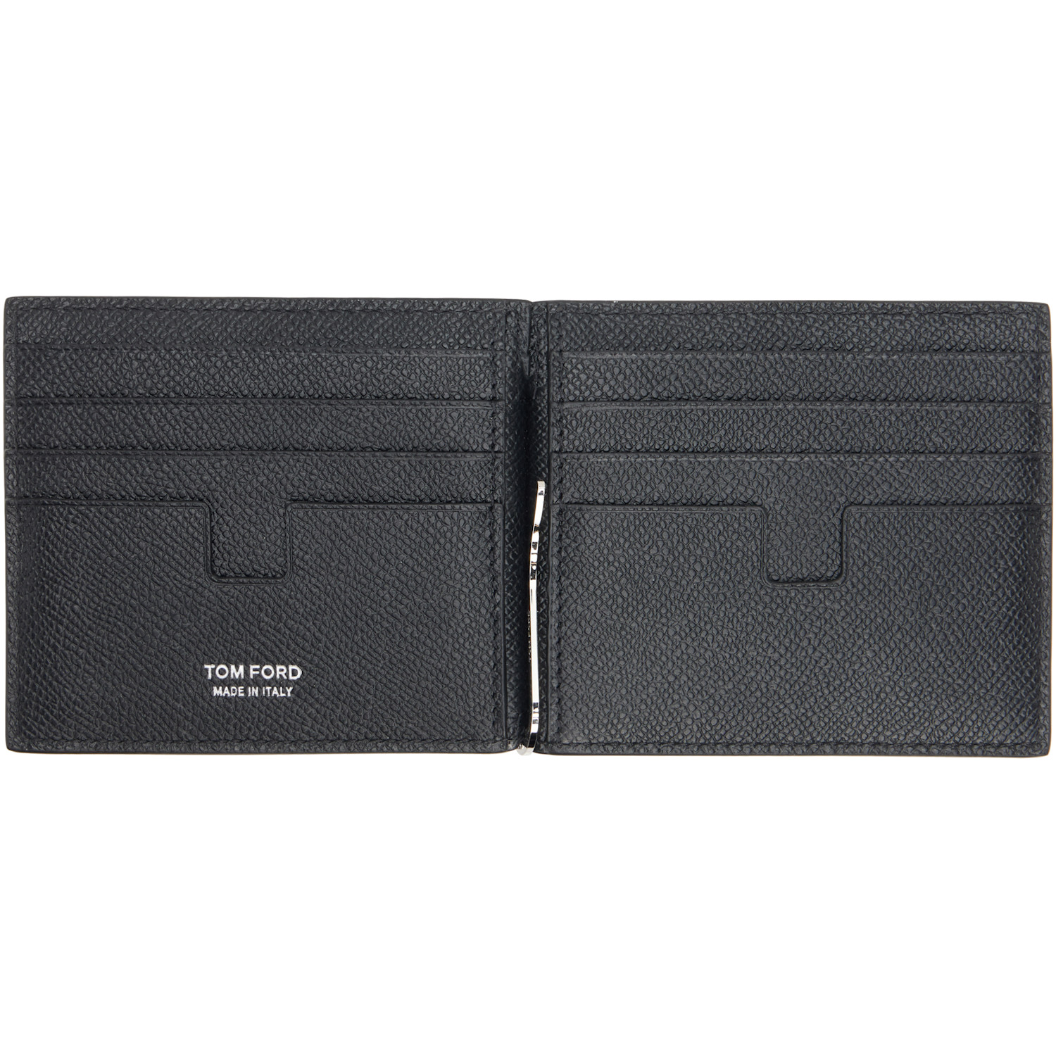  Tom Ford Black T Line Money Clip Grain Wallet 