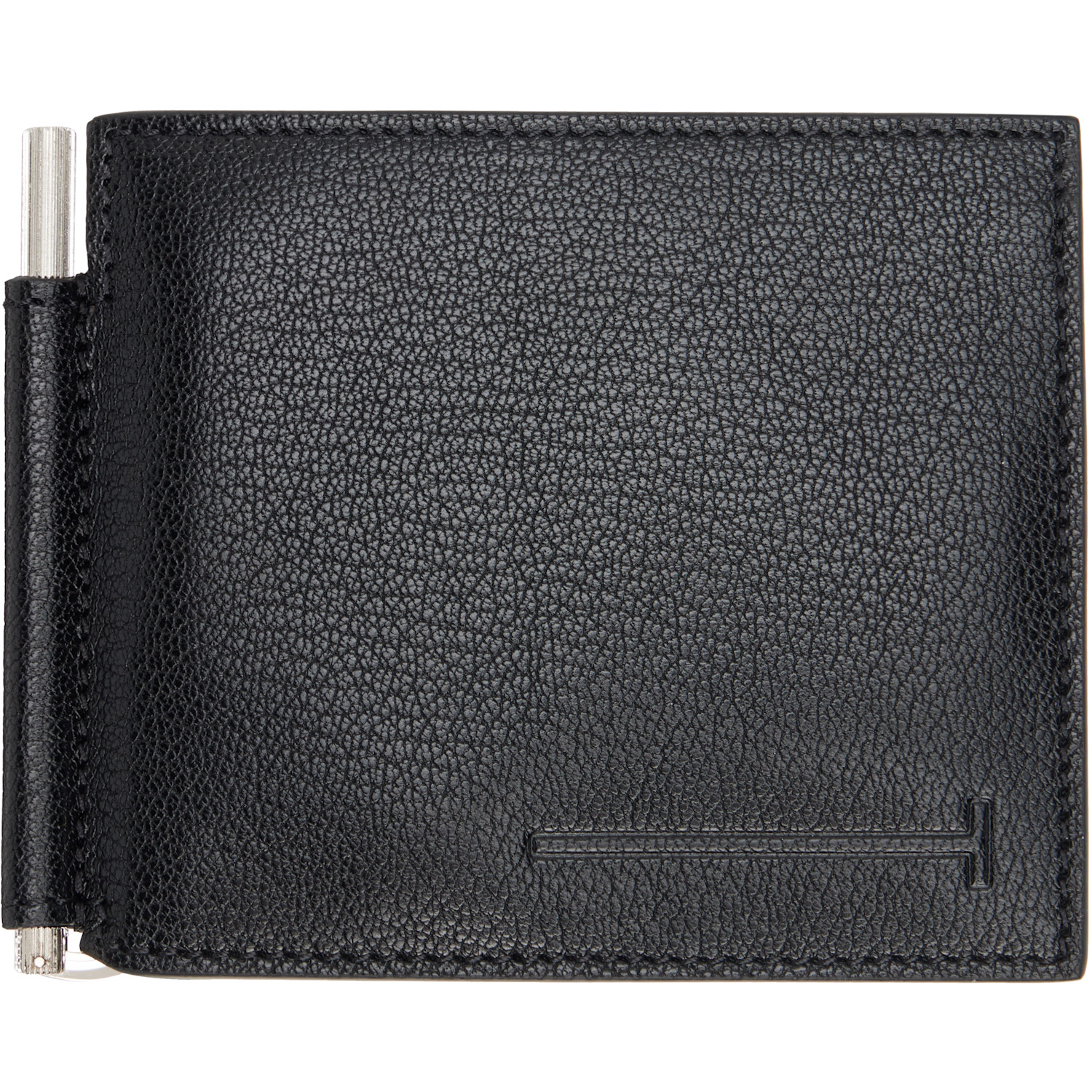  Tom Ford Black Elongated T Line Money Clip Wallet 