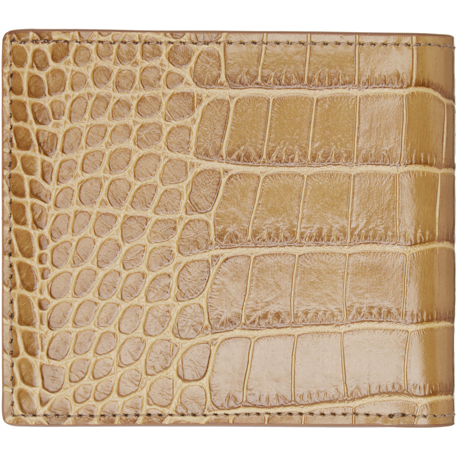  Tom Ford Tan Shiny Croc 't Line' Classic Bifold Wallet 