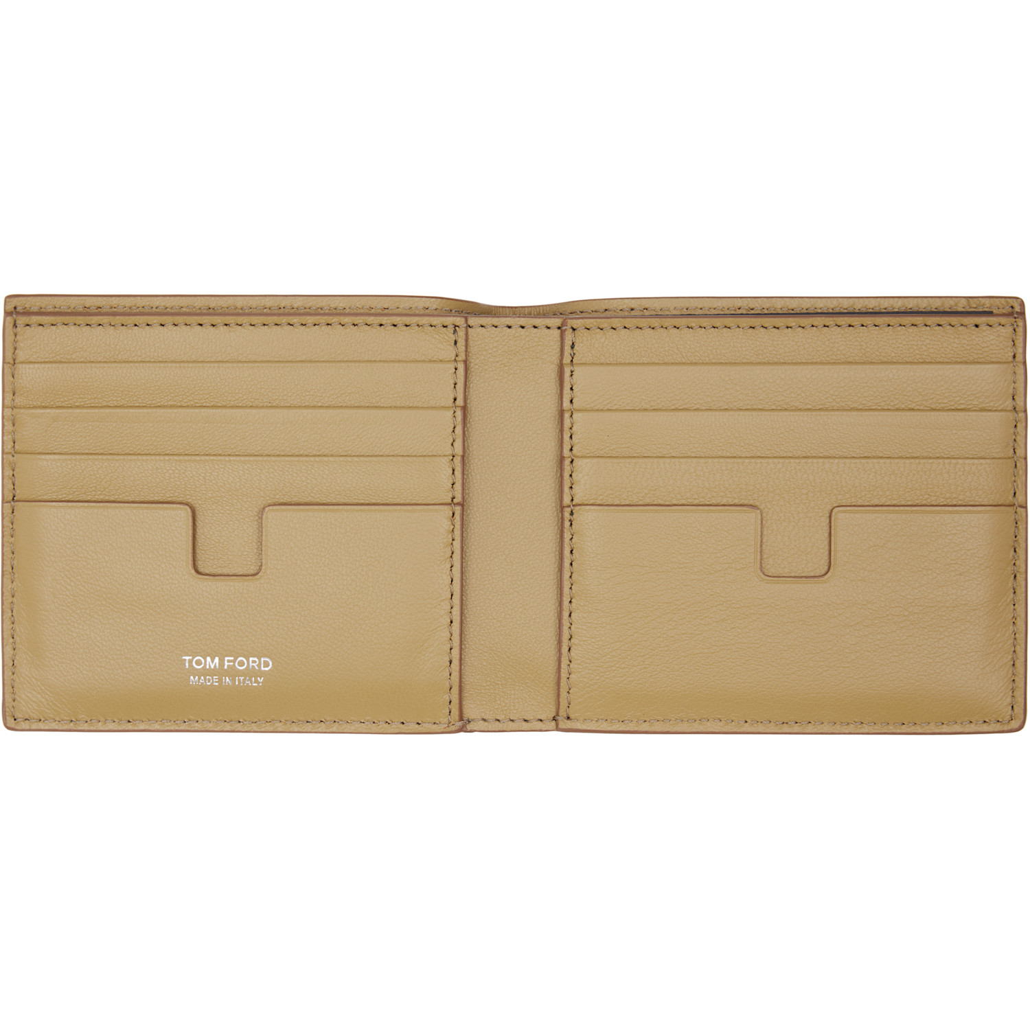  Tom Ford Tan Shiny Croc 't Line' Classic Bifold Wallet 