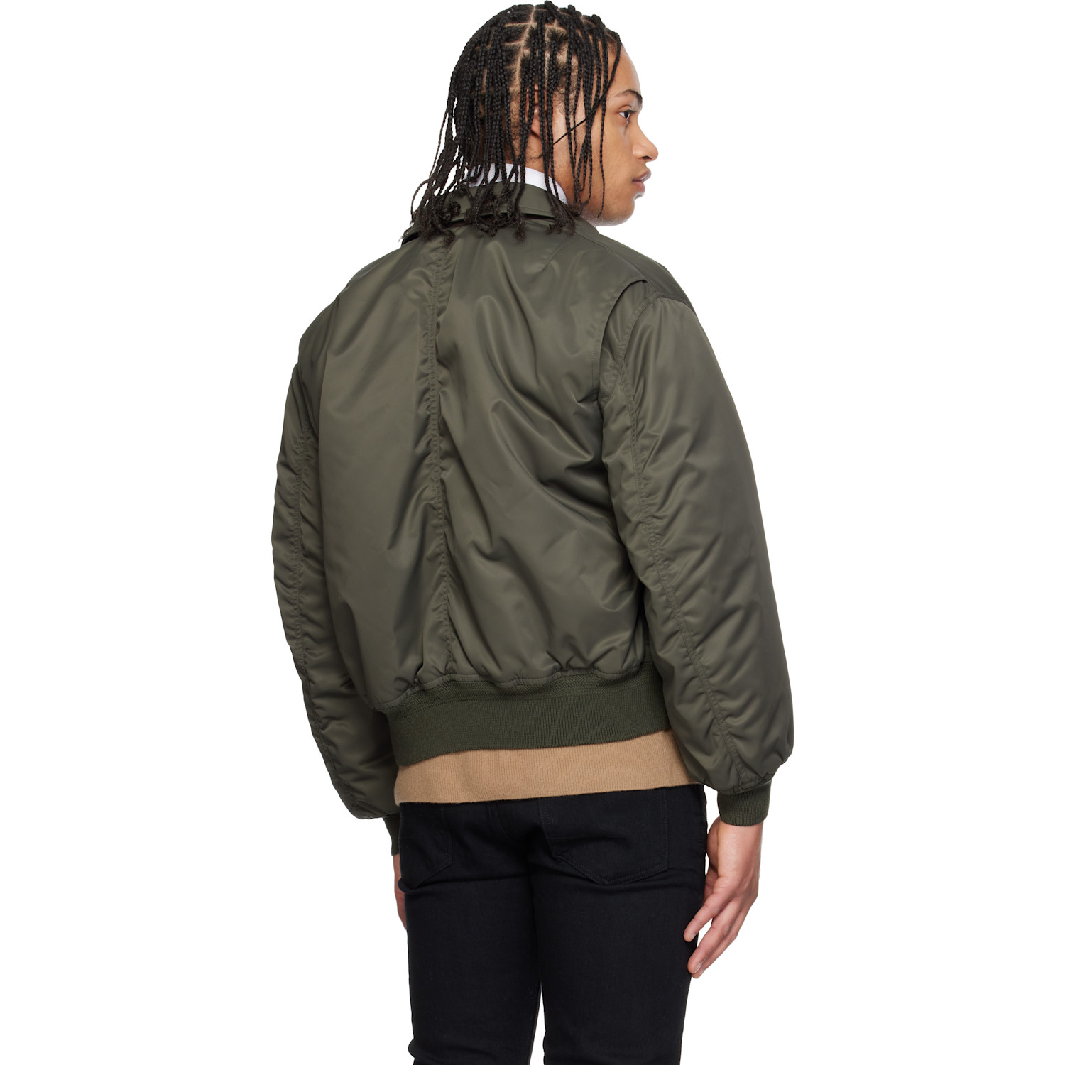  Tom Ford Green Satin Nylon Flight Bomber Jacket 