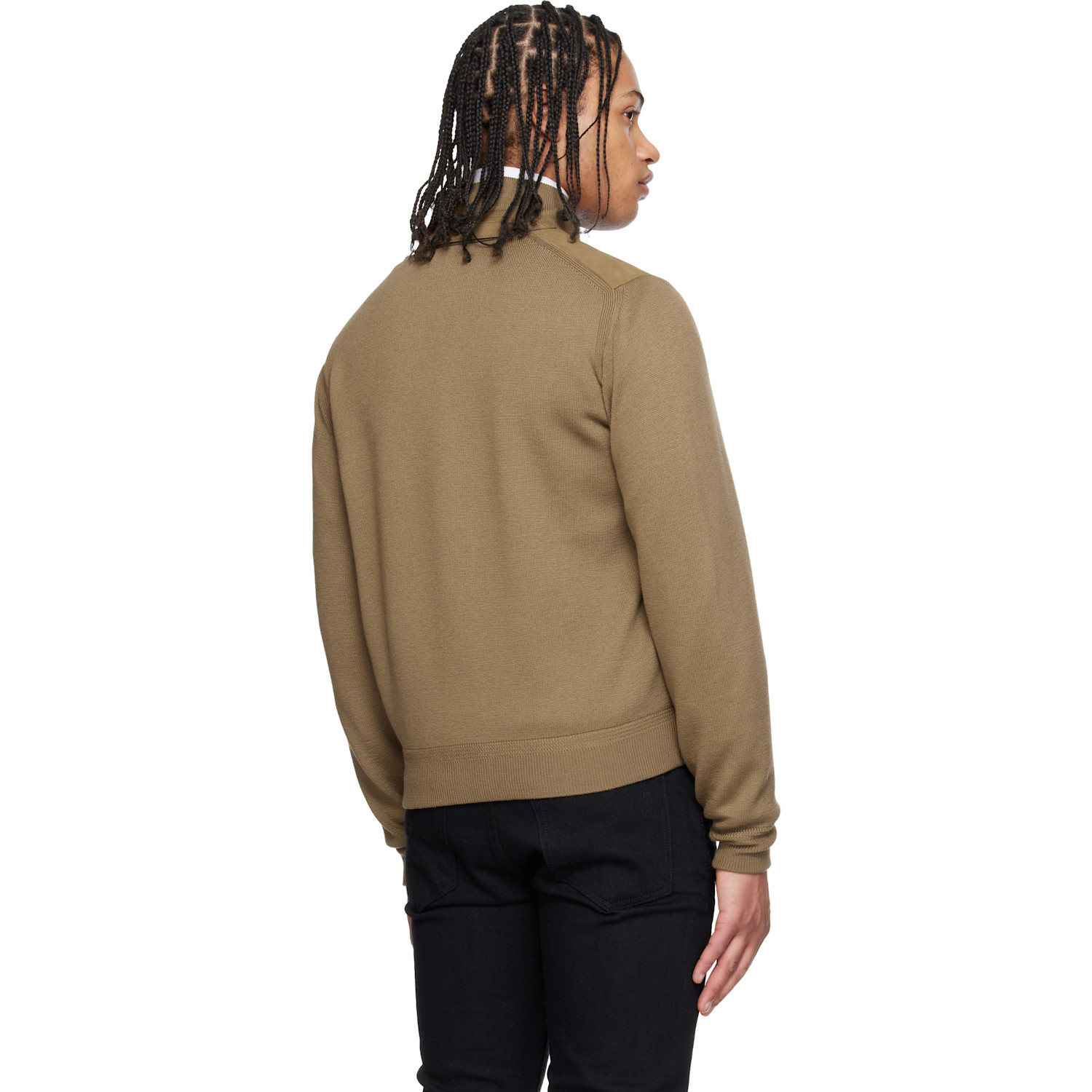  Tom Ford Khaki Nubuck Front Merino Bomber Jacket 