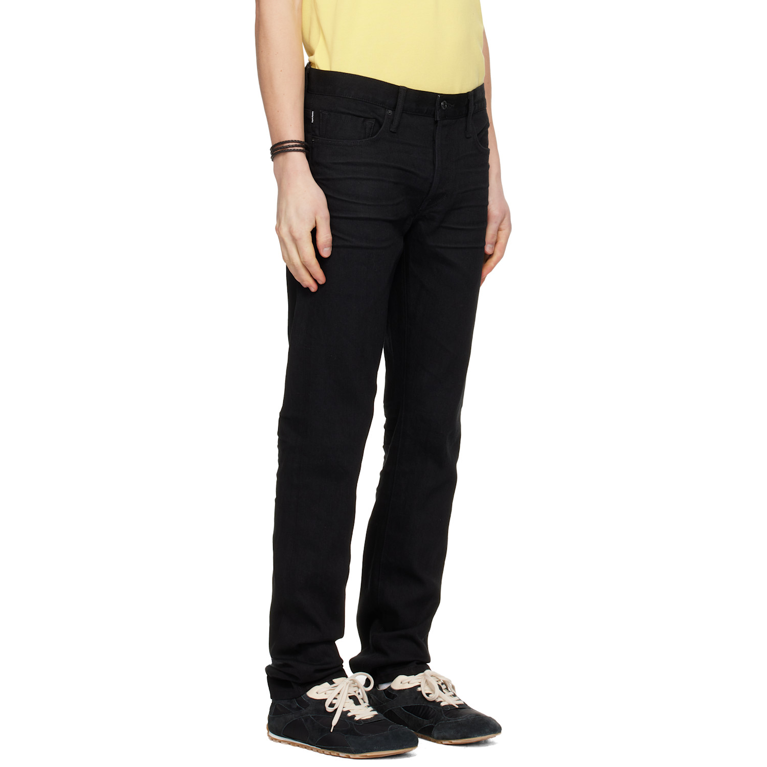  Tom Ford Black Stretch Selvedge Straight Fit Jeans 