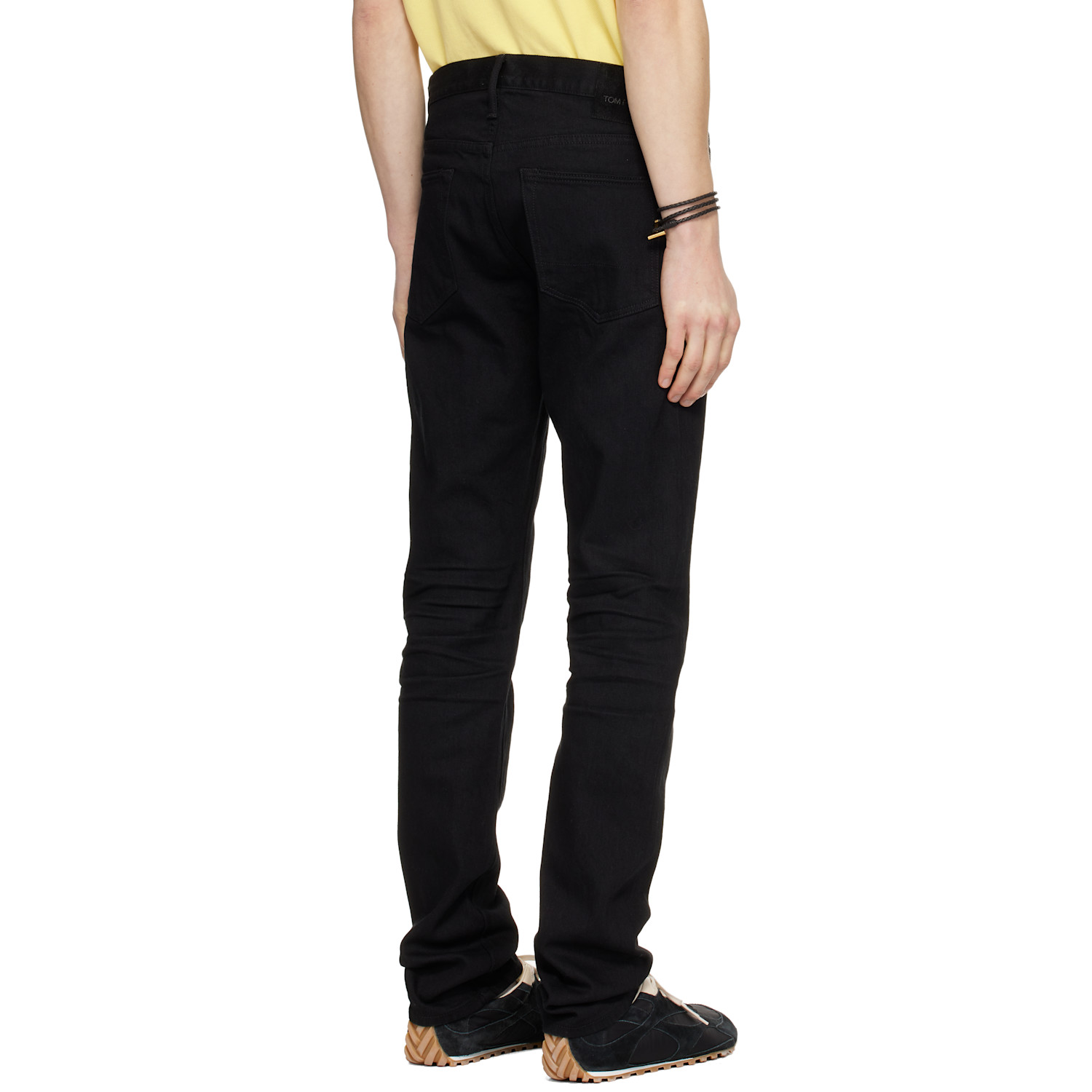  Tom Ford Black Stretch Selvedge Straight Fit Jeans 