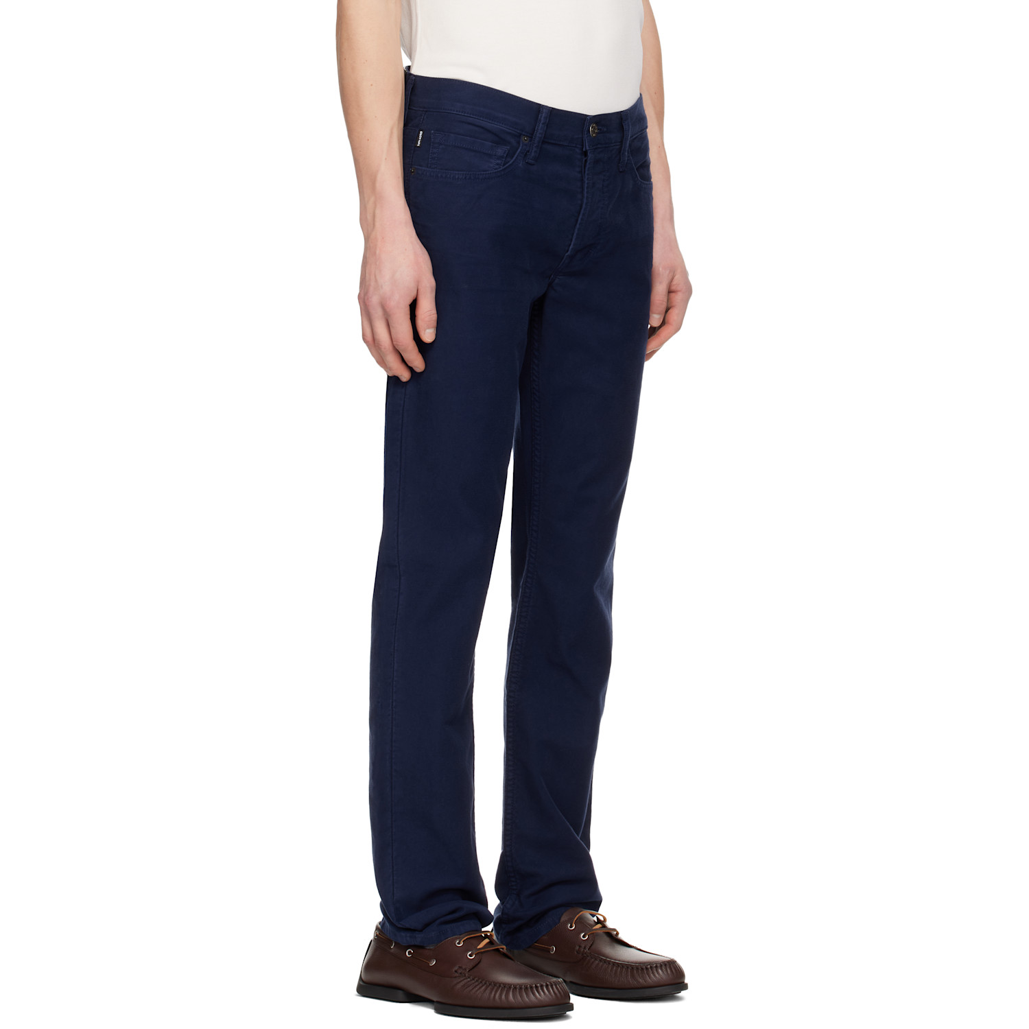  Tom Ford Navy Moleskin Straight Fit Trousers 