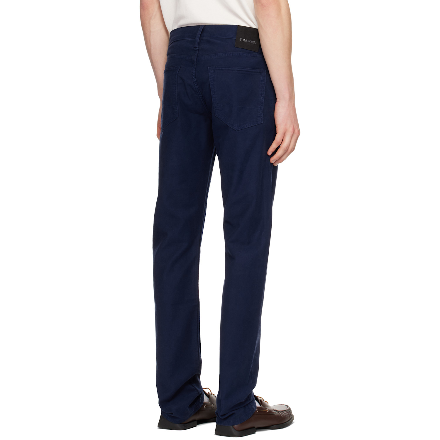  Tom Ford Navy Moleskin Straight Fit Trousers 