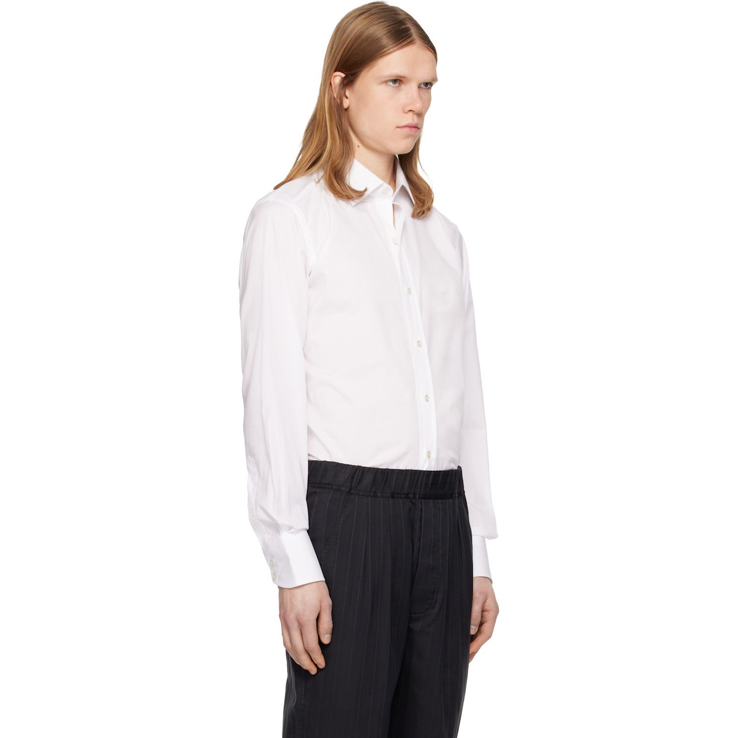  Tom Ford White Stretch Poplin Slim Fit Shirt 