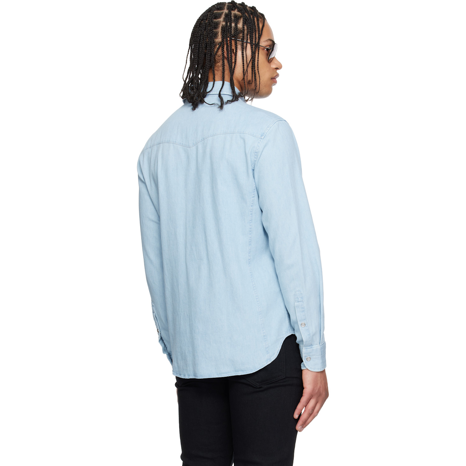  Tom Ford Blue Denim Chambray Western Shirt 