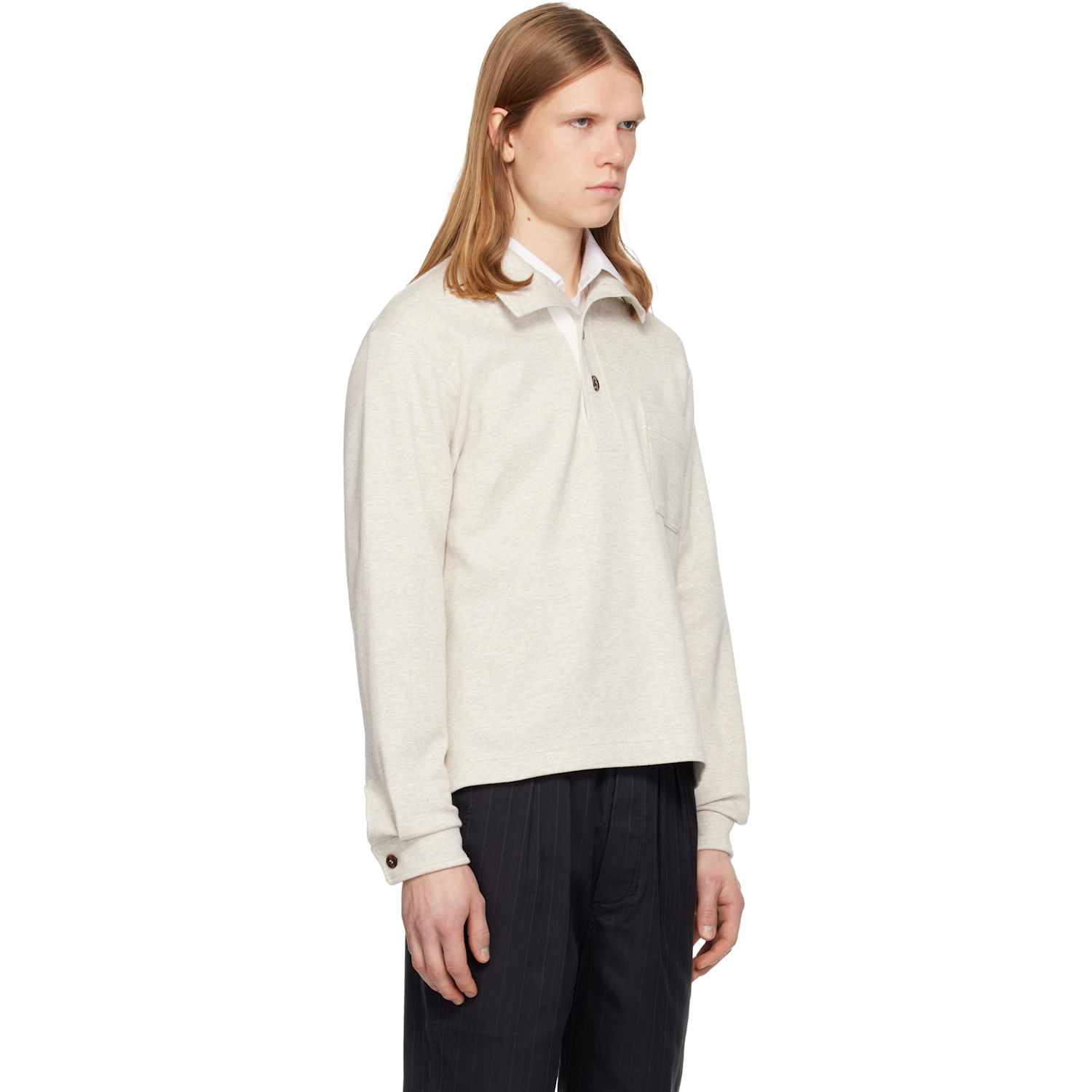  Tom Ford Beige Cotton Silk Cashmere Half Button Sweatshirt 