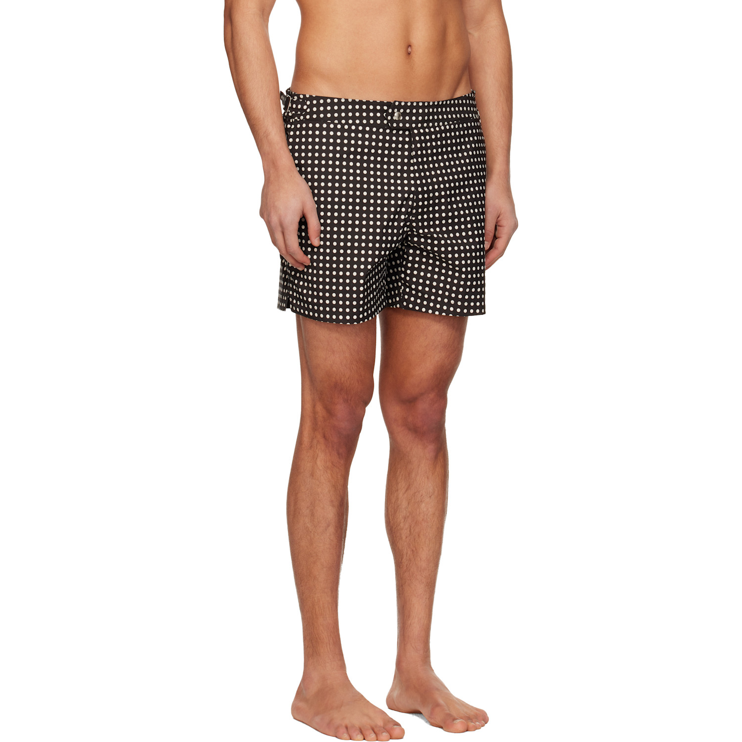 Tom Ford Black Mid Dot Print Nylon Swim Shorts 