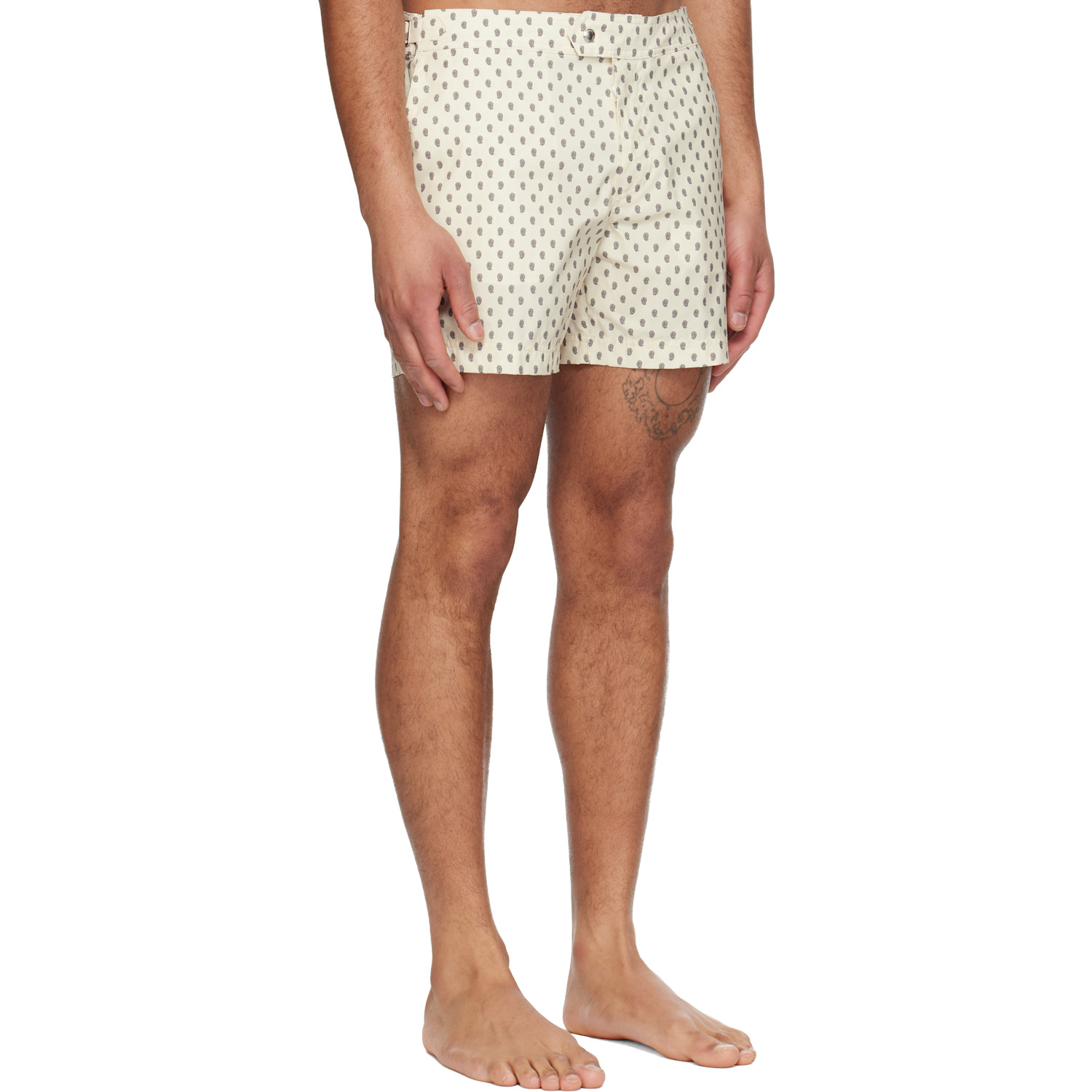  Tom Ford Off-white Paisley Print Nylon Swim Shorts 