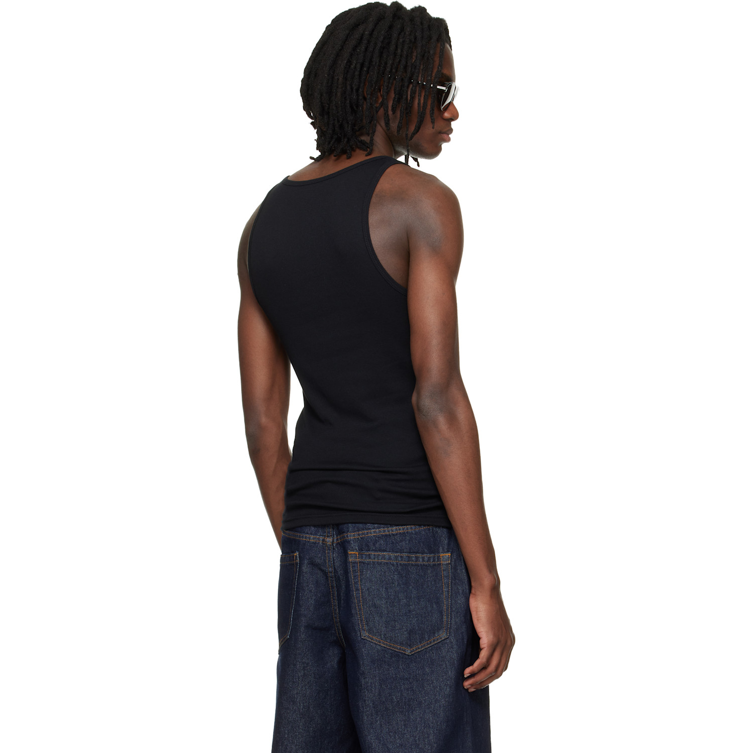  Tom Ford Black Cotton Modal Rib Tank Top 