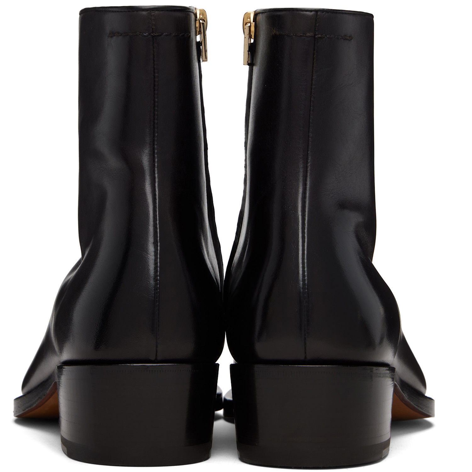  Tom Ford Black Burnished Leather Vincent Boots 