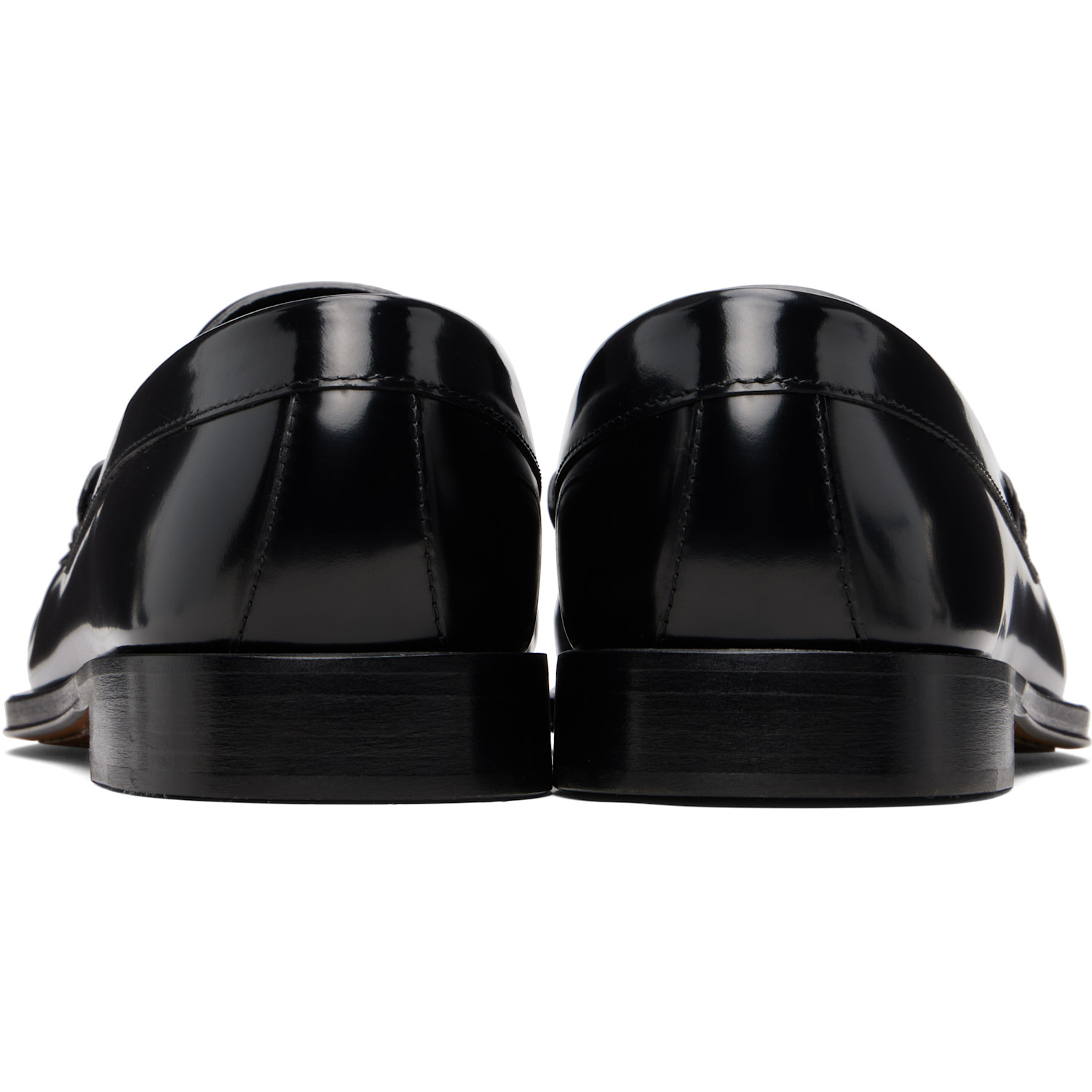  Tom Ford Black Burnished Leather Penny Loafers 