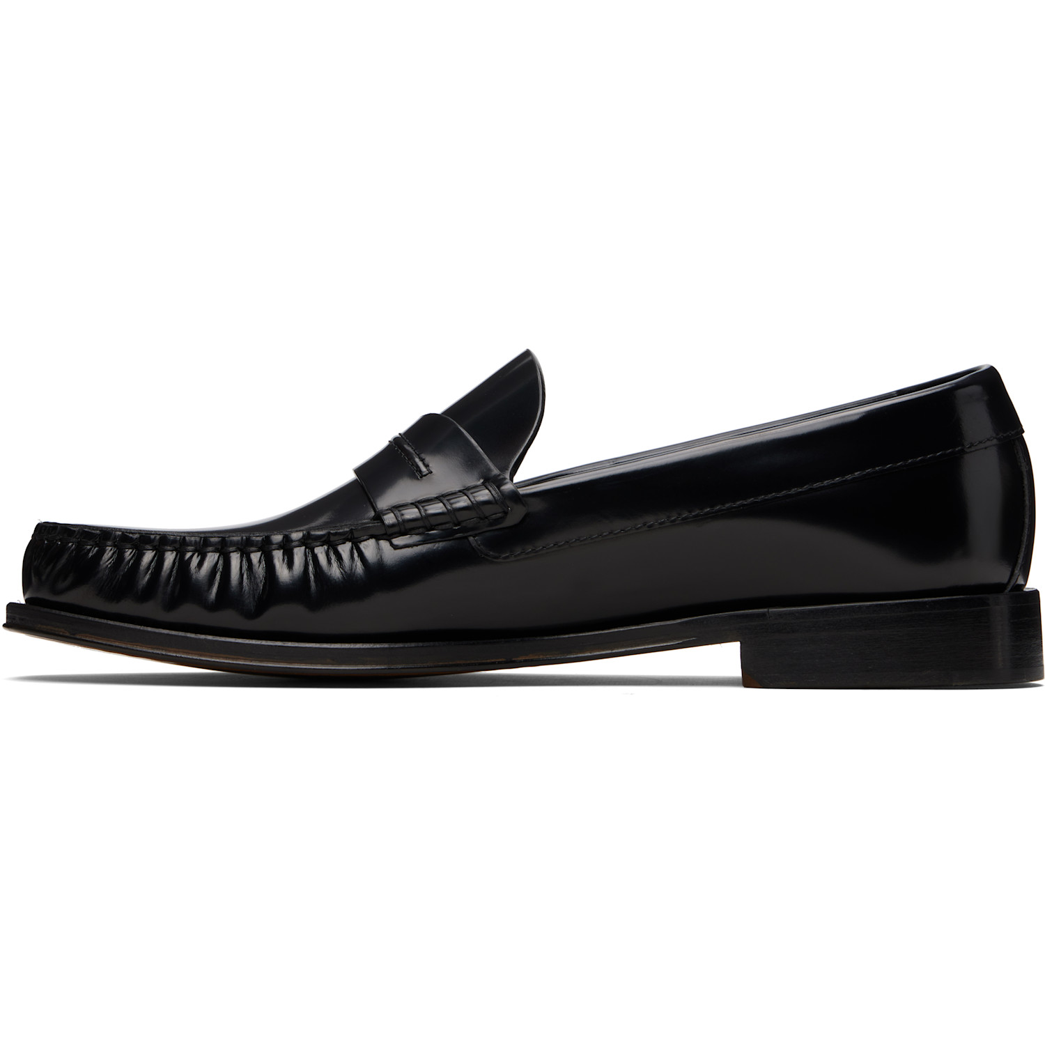  Tom Ford Black Burnished Leather Penny Loafers 