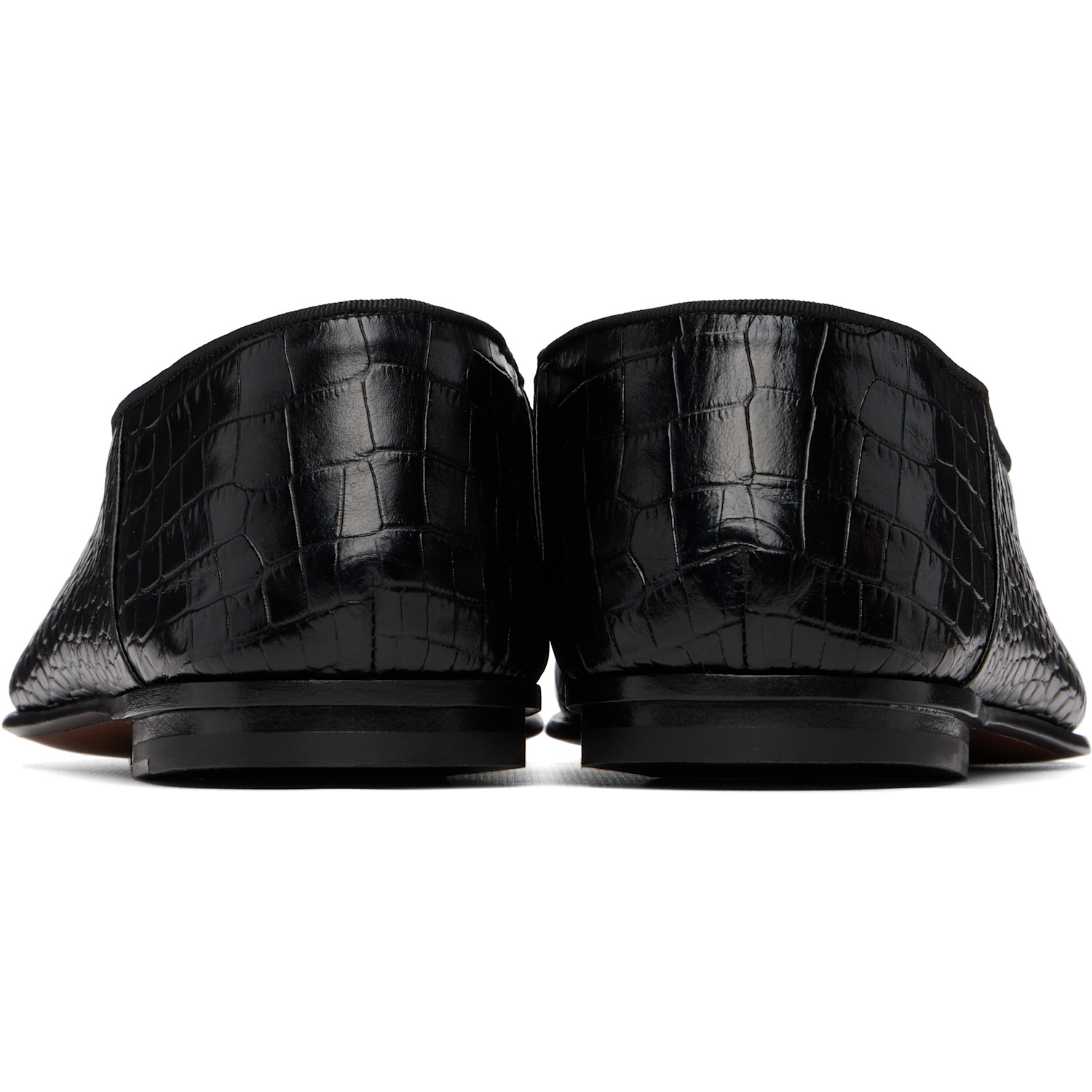  Tom Ford Black Printed Alligator Steven Loafers 