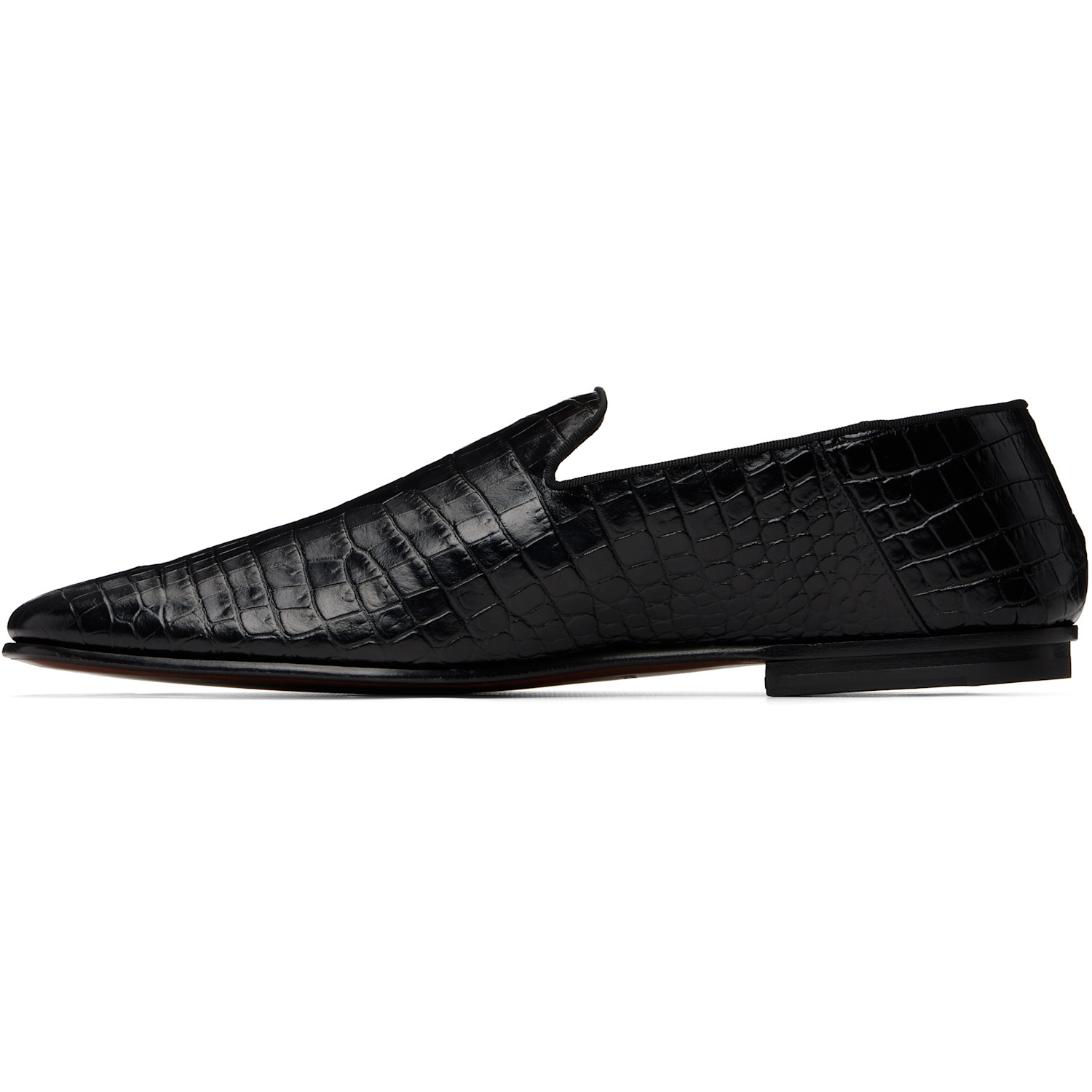  Tom Ford Black Printed Alligator Steven Loafers 