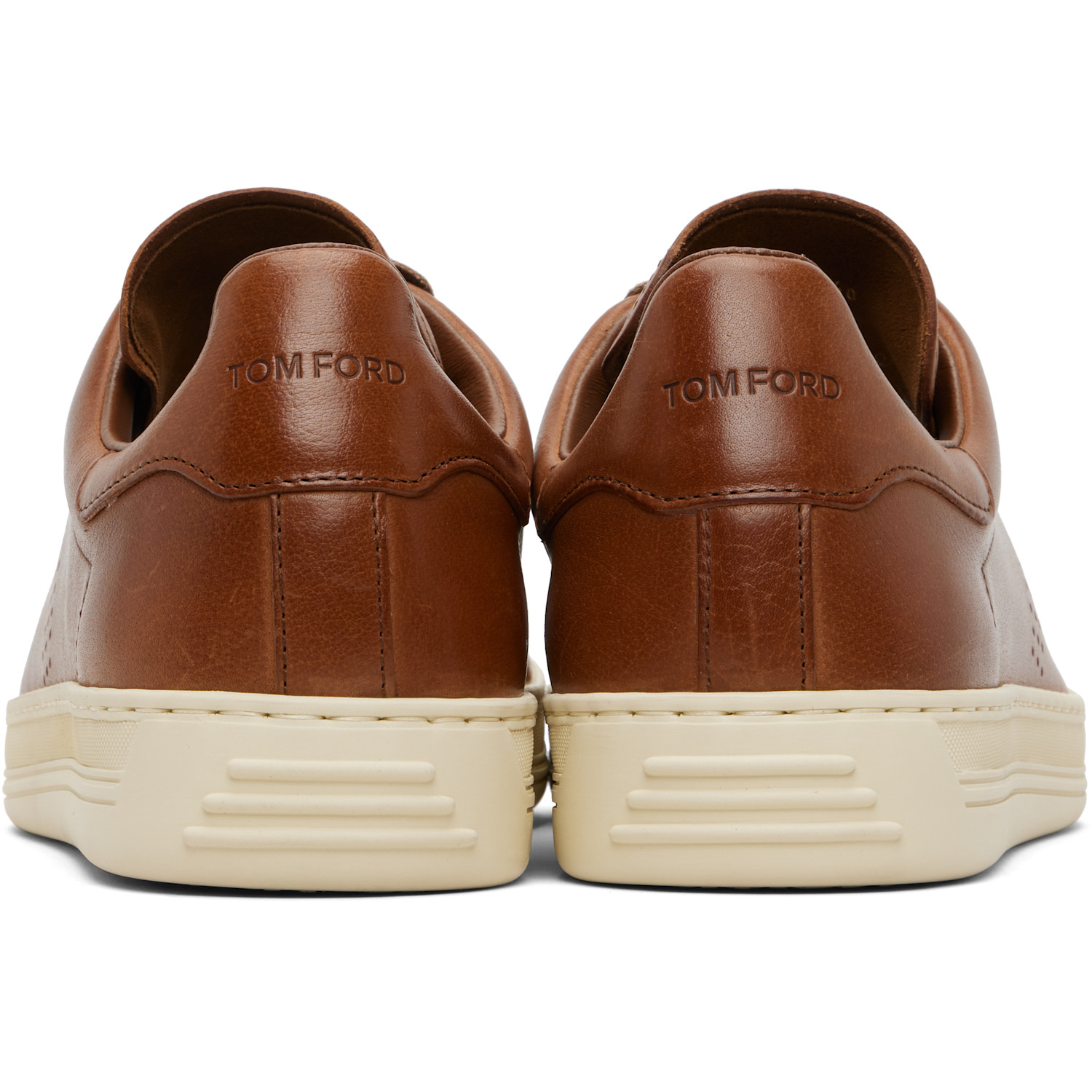  Tom Ford Brown Grain Leather Warwick Sneakers 